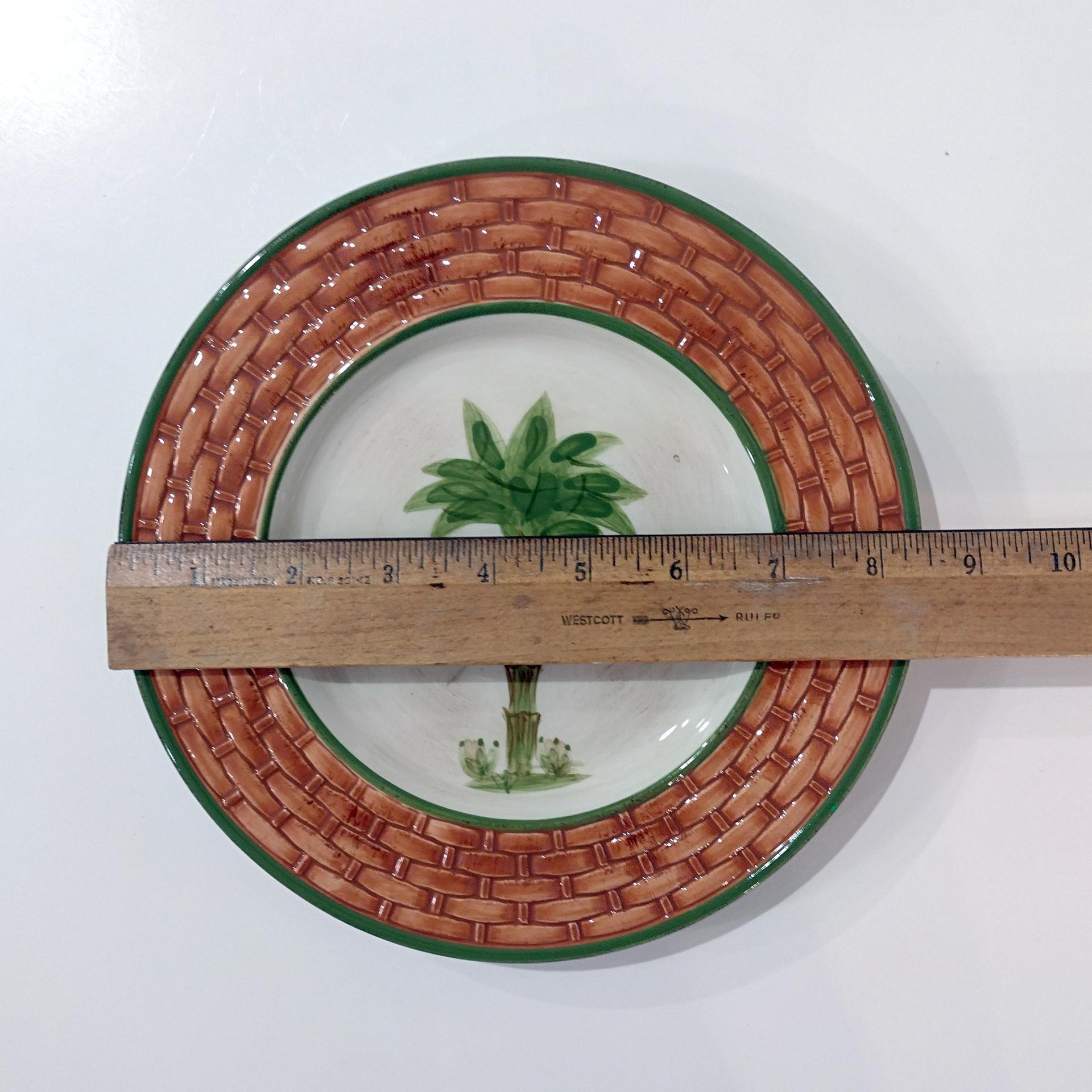 Vintage Nassau Palm Tree Ceramic Salad Appetizer Plates, Set of Four