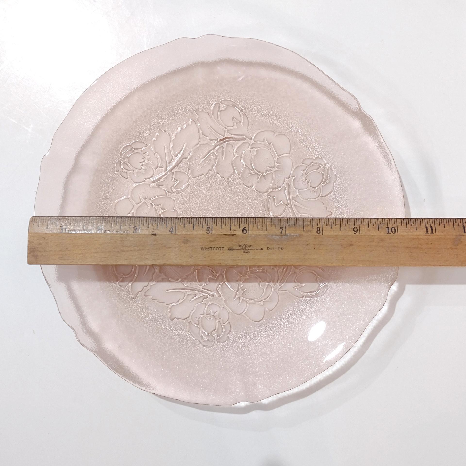 Vintage Arcoroc Rosaline Rosa Pink Glass Dinner Plates, Set of Two