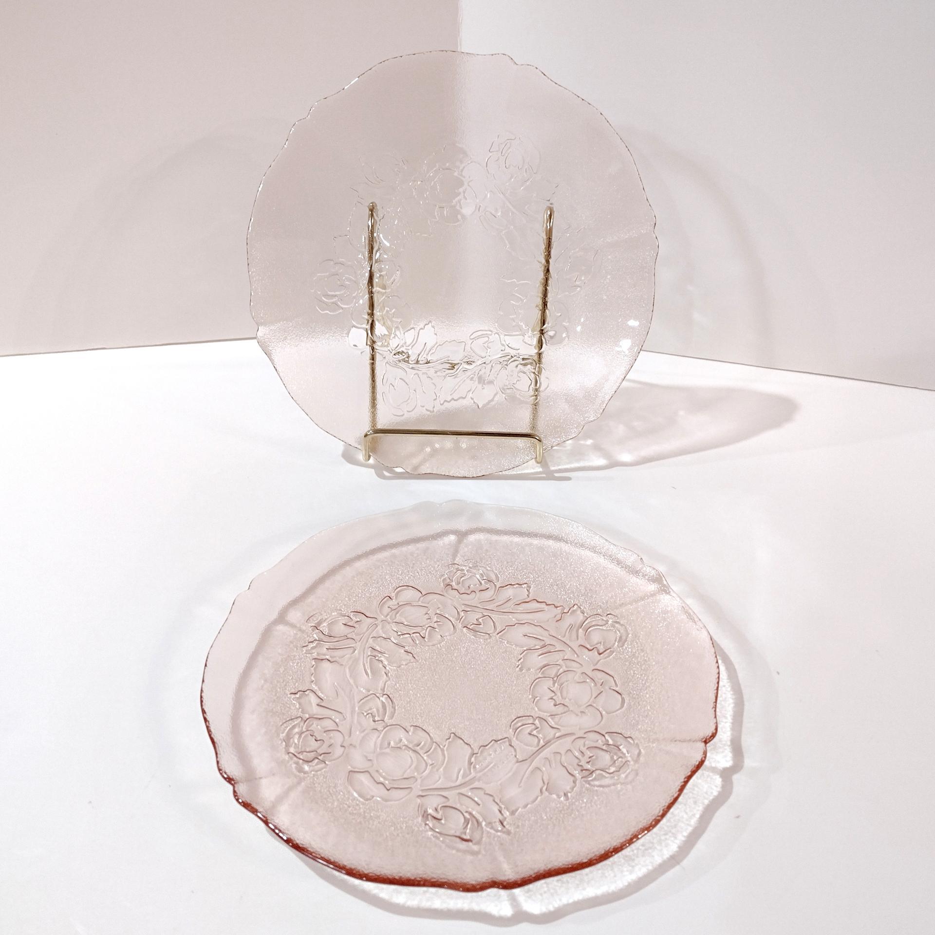 Vintage Arcoroc Rosaline Rosa Pink Salad Dessert Luncheon Plates, Set of Two