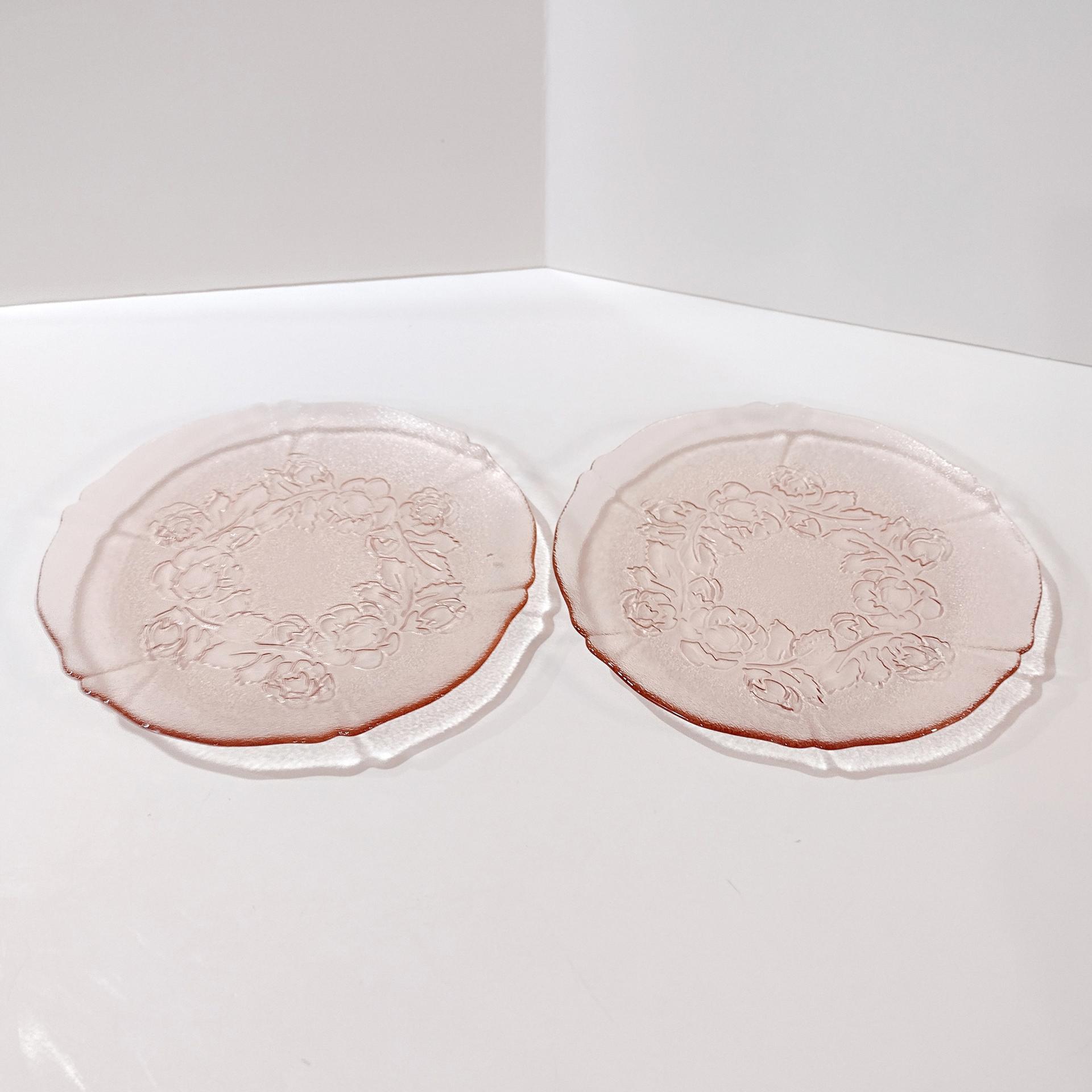 Vintage Arcoroc Rosaline Rosa Pink Salad Dessert Luncheon Plates, Set of Two