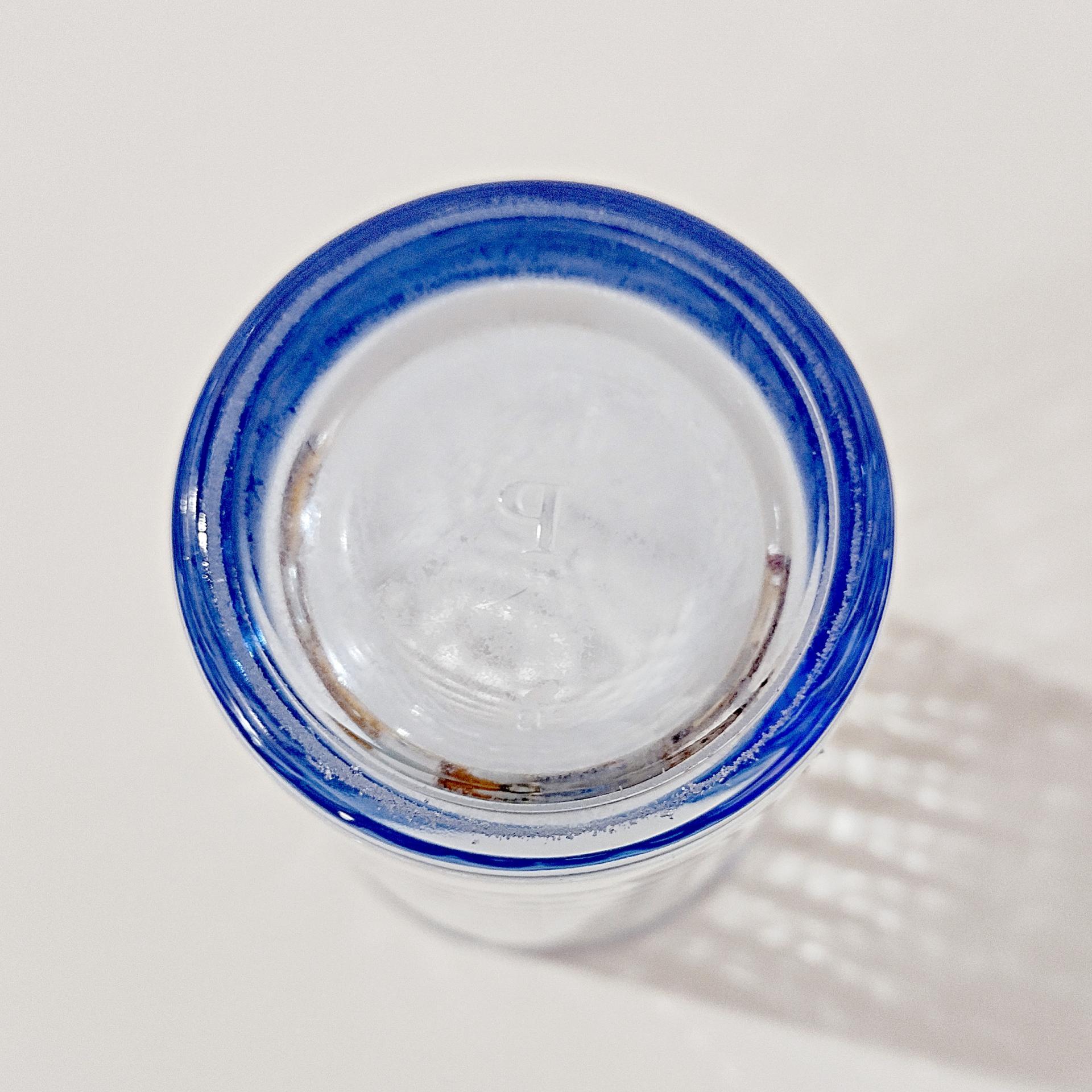 Vintage Pasabahce Blue Block Optic Glass Tumbler, Blue Windowpane 16 Ounce Highball Glass