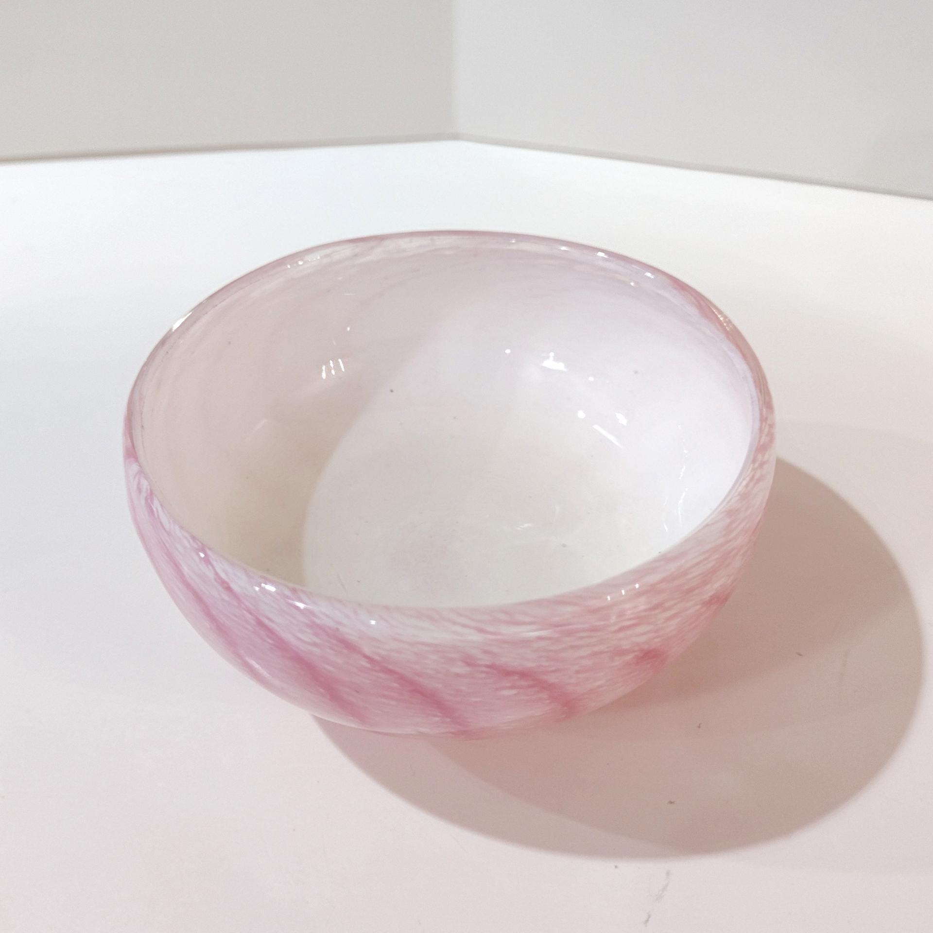 Vintage Pink Swirl Hand Blown Glass Bowl, Trinket Dish