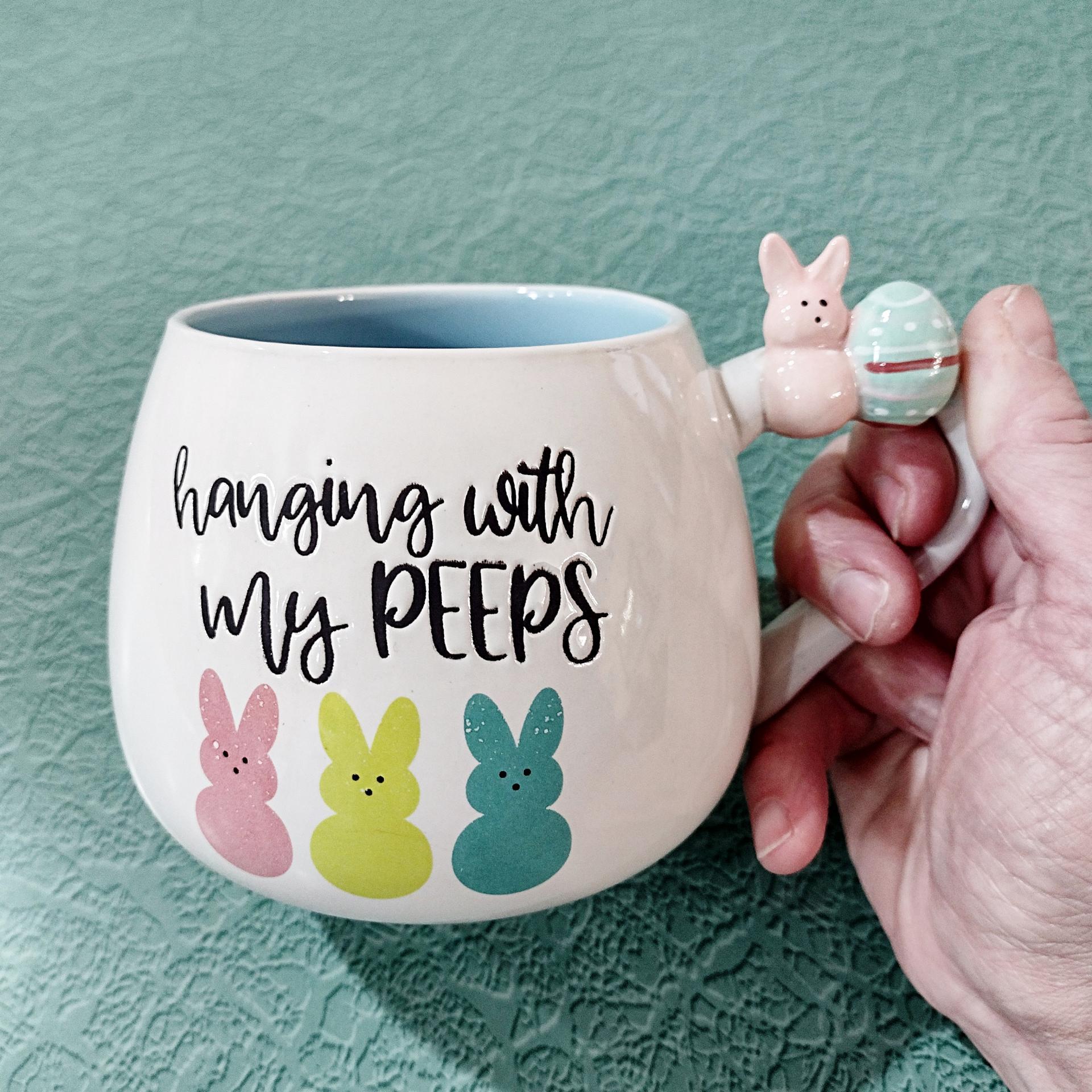 Vintage Hanging with My Peeps Ceramic Coffee Tea Mug, Marshmallow Peeps Easter Mug