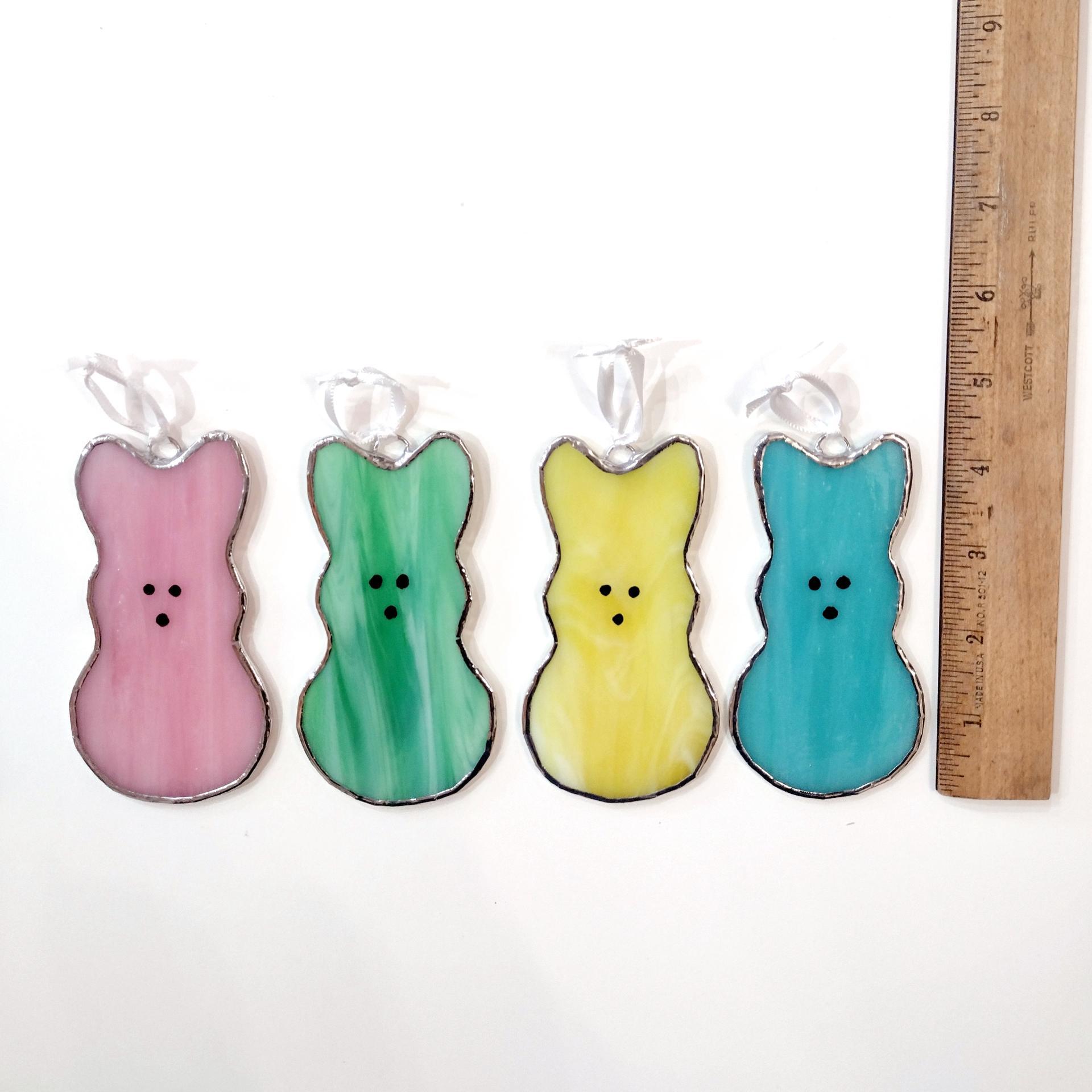 Easter Bunny Peeps Stained Glass Suncatcher, Easter Window Decoration