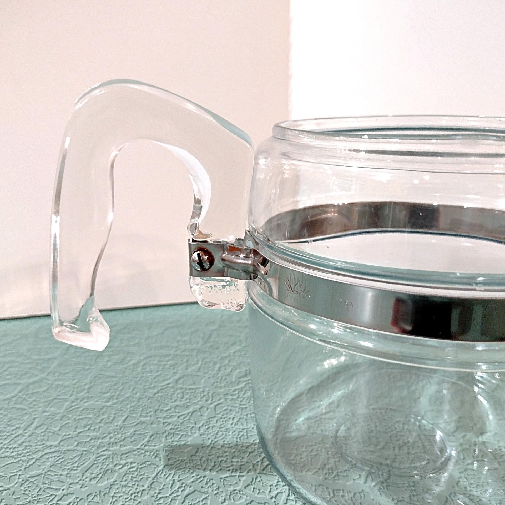 Vintage PYREX Flameware Stovetop Glass Coffee Percolator 4 Cup Carafe with Lid and Handle, Model Pyrex 7754-b