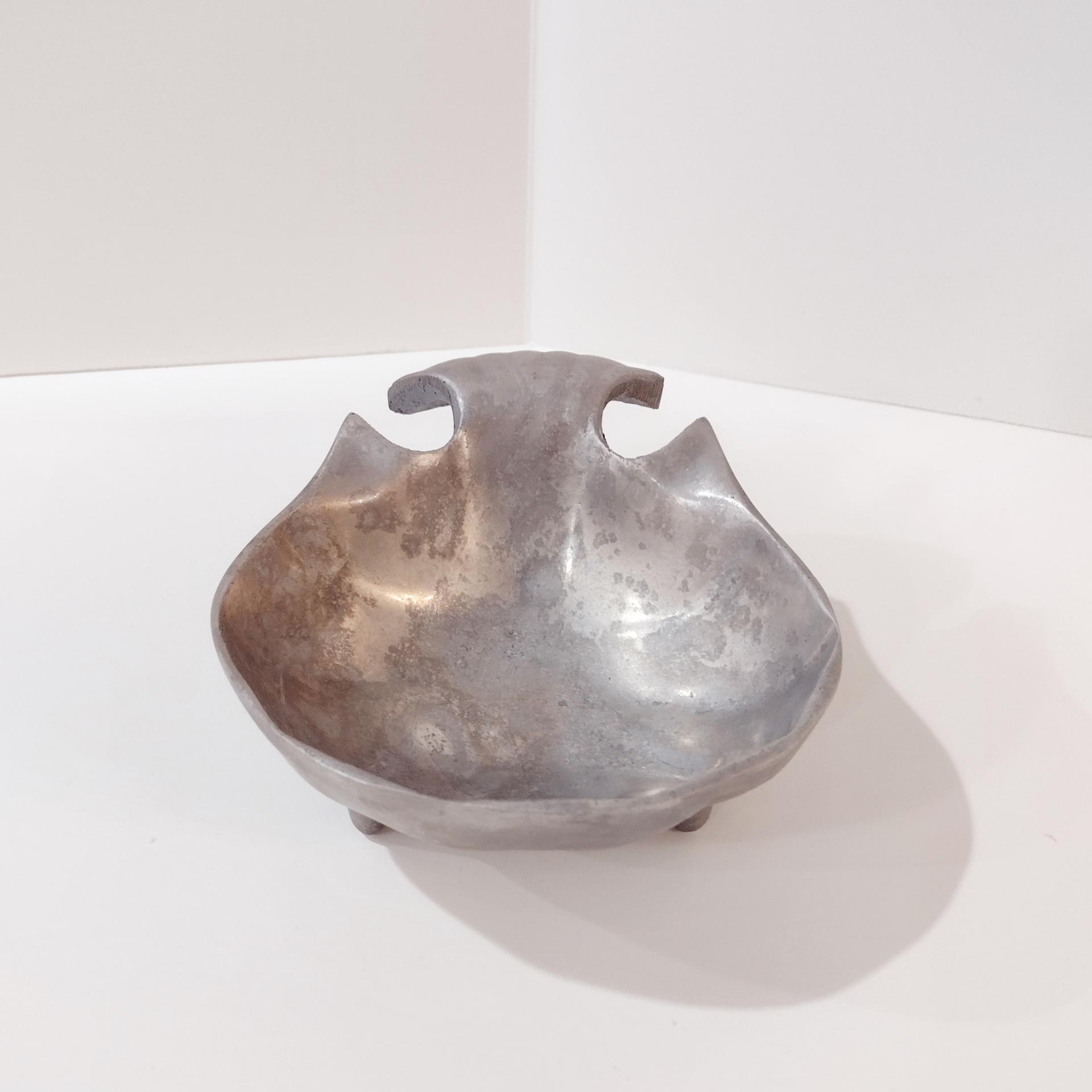 Pewter Shell Fish Tale Decorative Bowl, Candy Nut Dish, Trinket Dish, Dip Sauce Bowl, Soap Dish