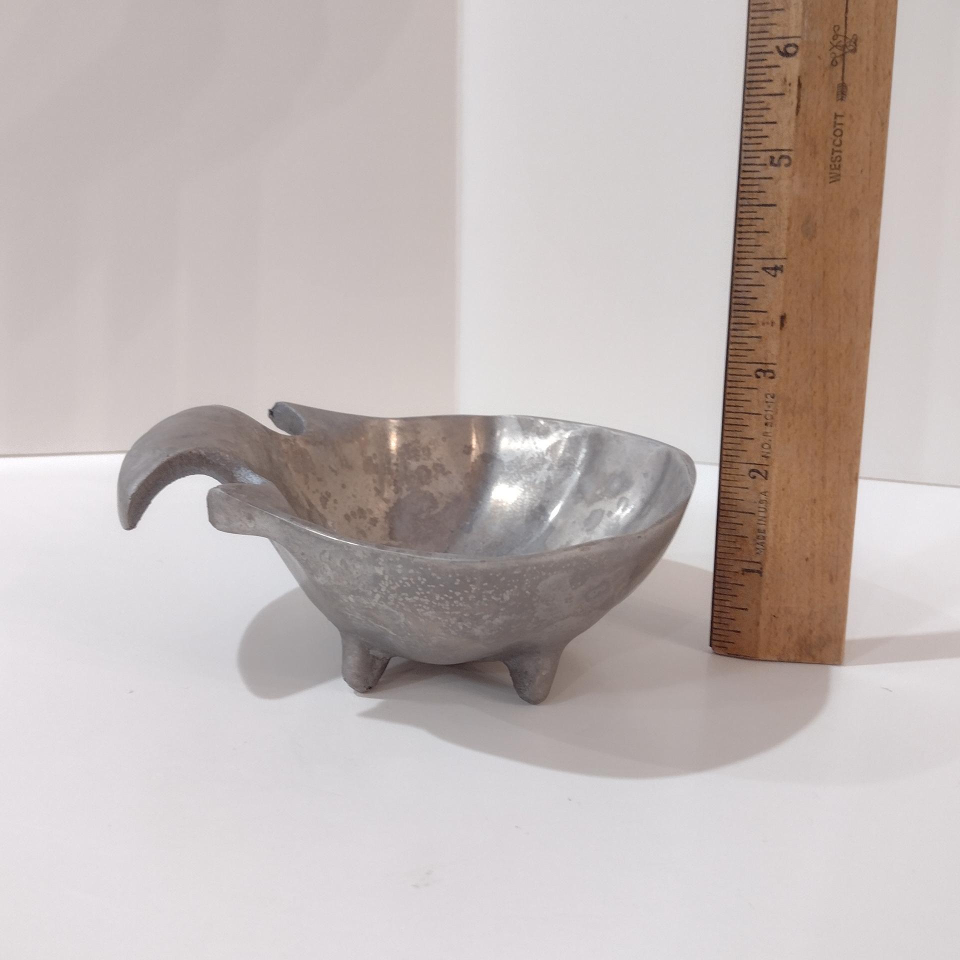 Pewter Shell Fish Tale Decorative Bowl, Candy Nut Dish, Trinket Dish, Dip Sauce Bowl, Soap Dish