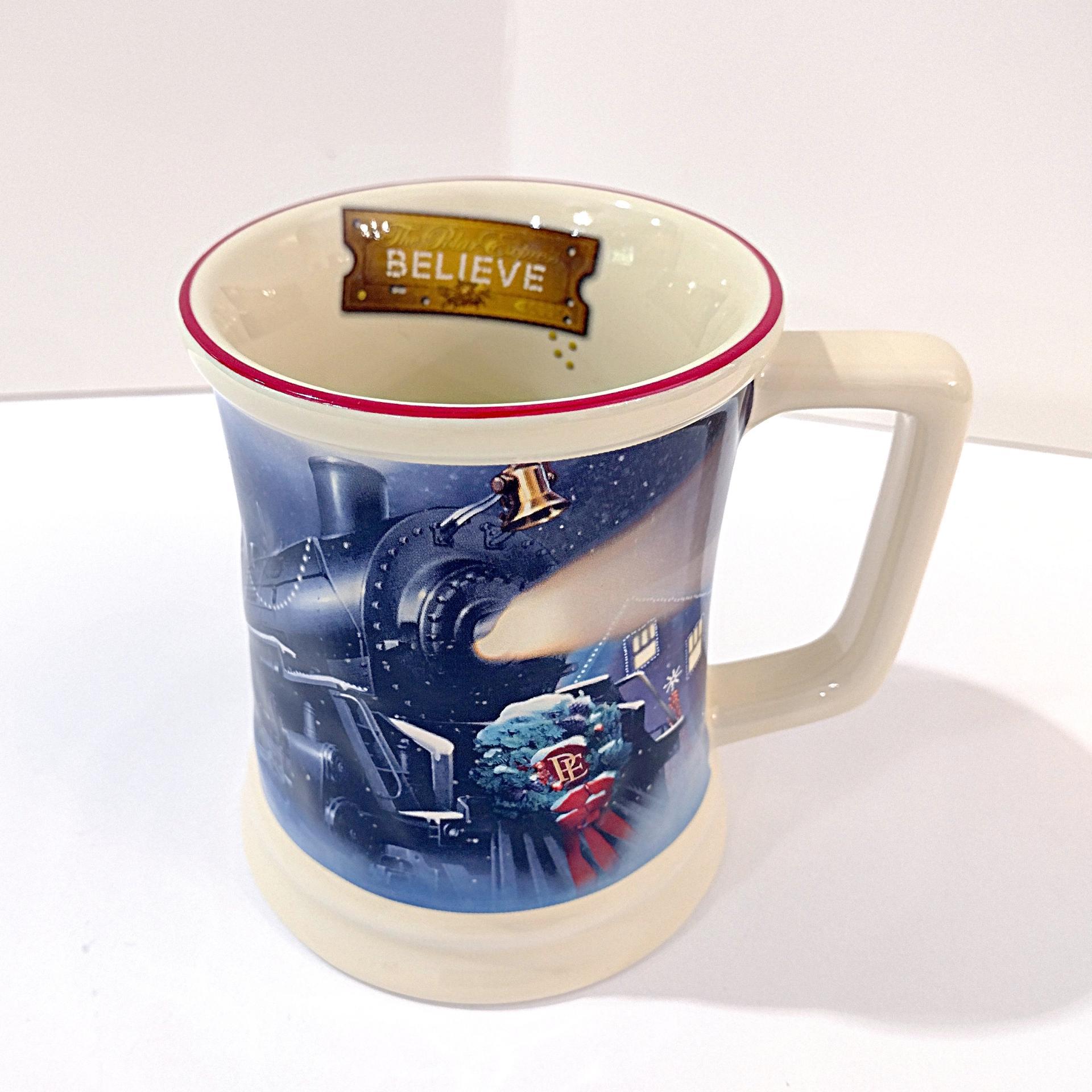 Vintage Polar Express Believe Ceramic Coffee Tea Hot Chocolate Mug, Christmas Holiday Mug