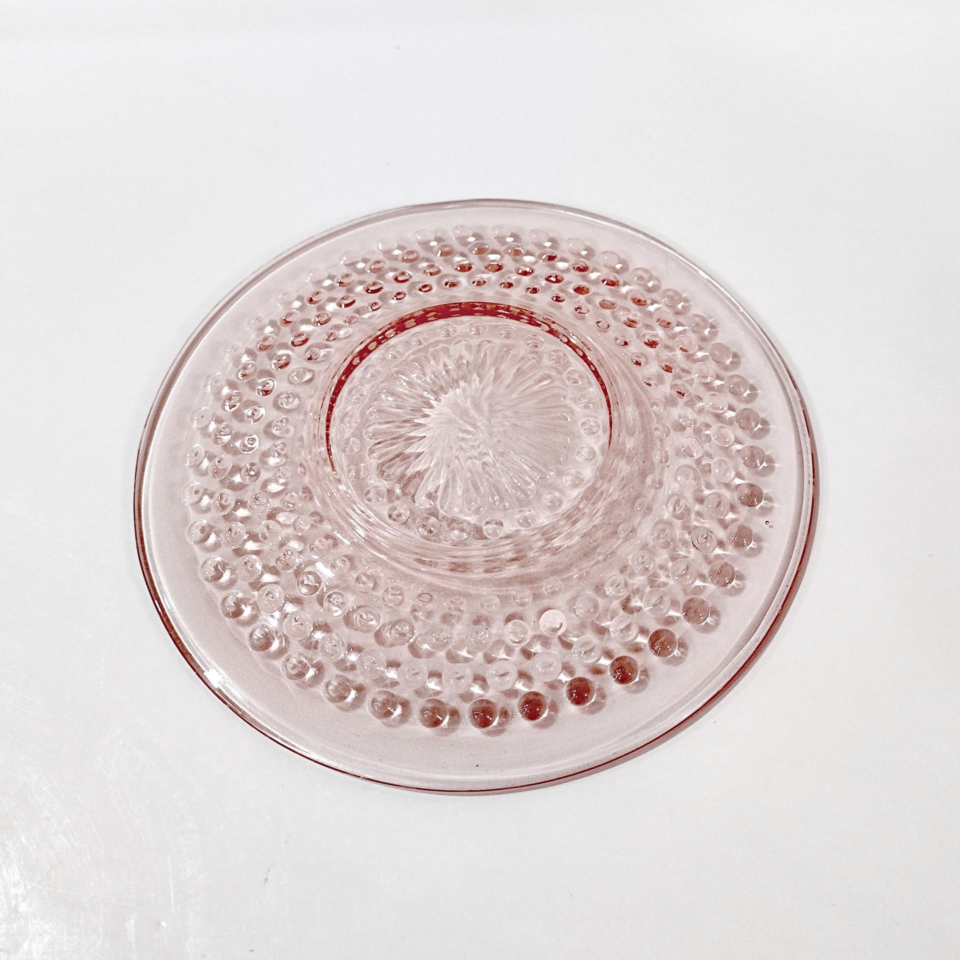 Vintage Anchor Hocking Pink Hobnail Glass Bread and Butter Appetizer 6"  Plate, 1930's Depression Glass Plate