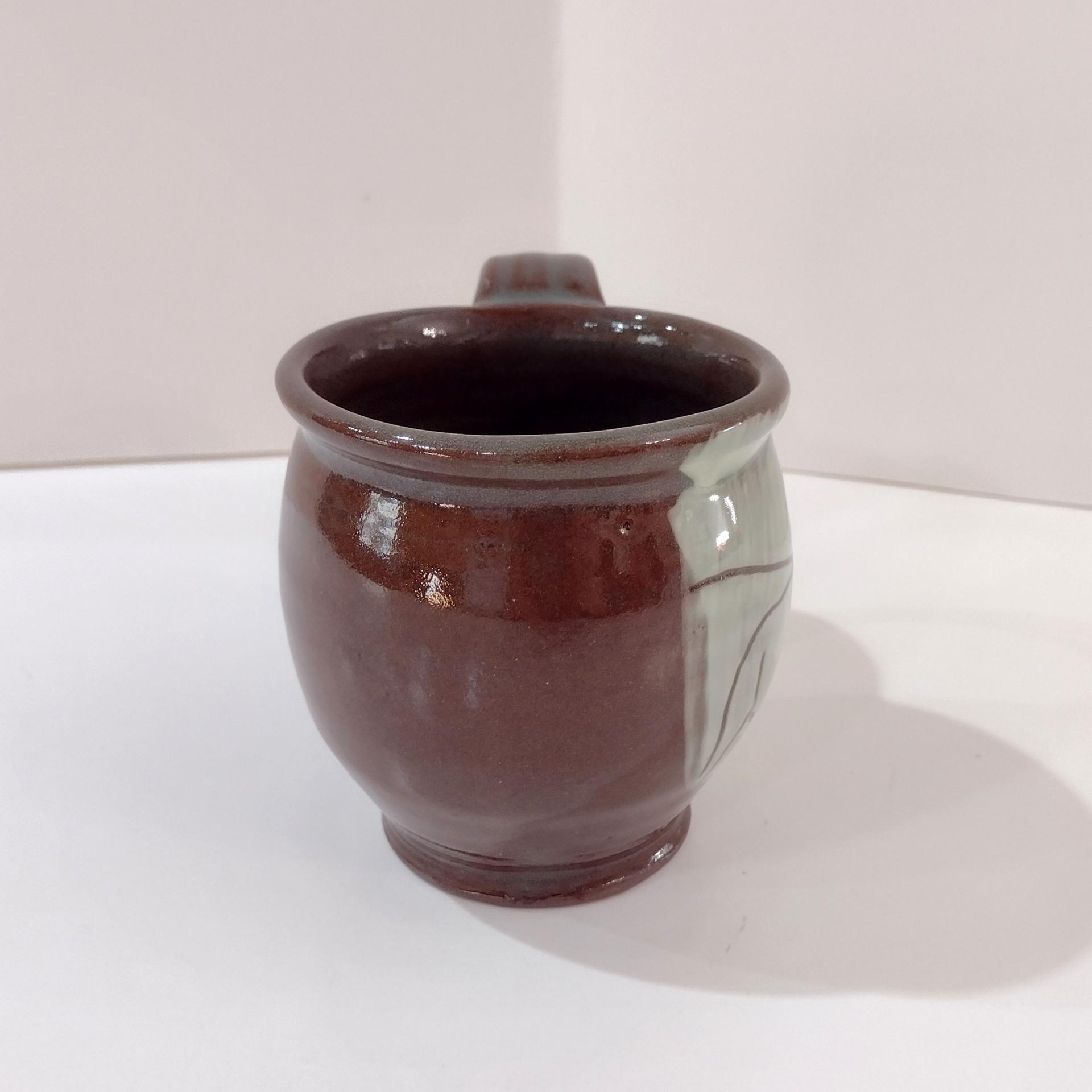 Vintage Hand Crafted Brown and Green Happy Pig Ceramic Mug, Pig Lover Farmer Gift