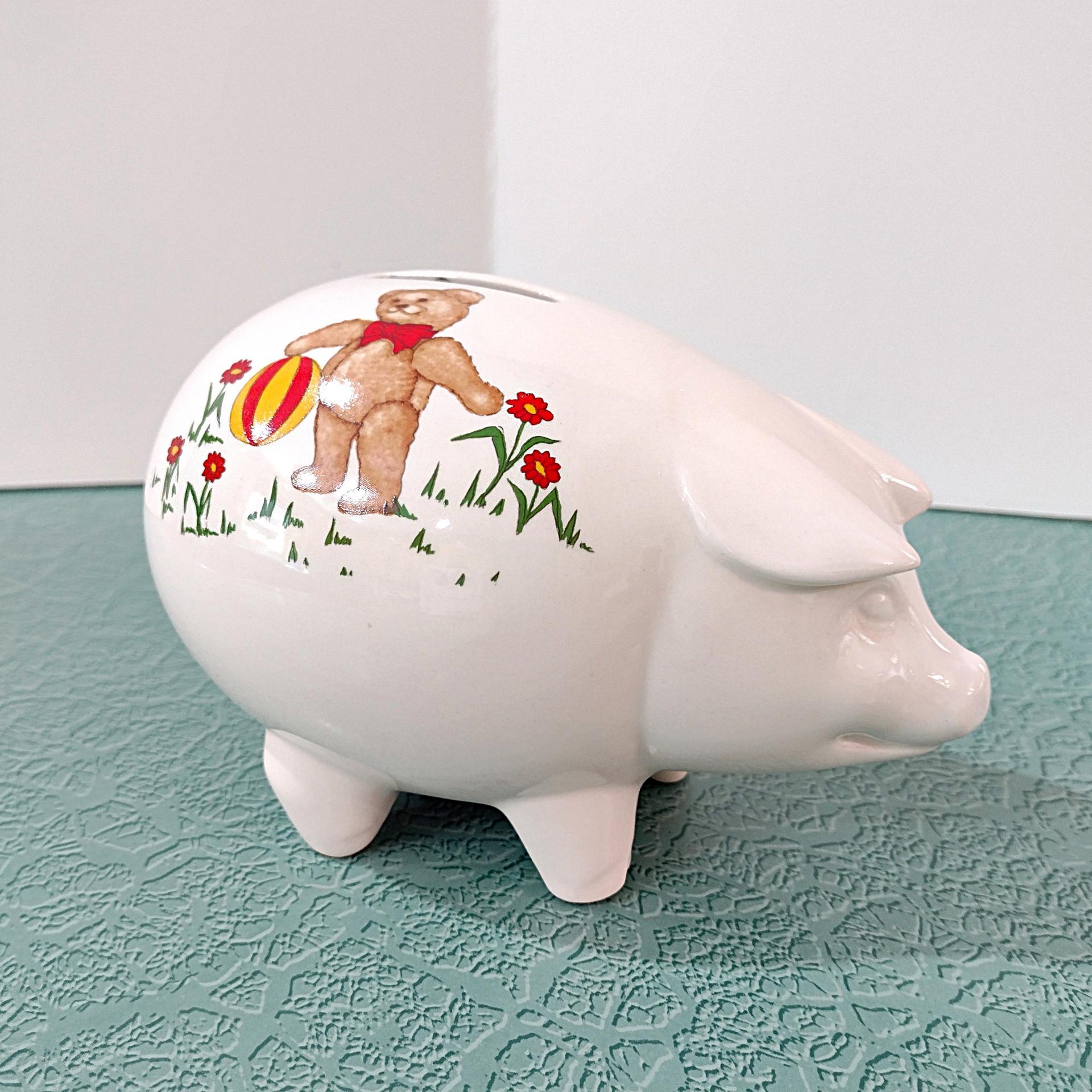 Vintage 1984 Teddy Bears by Mason's Ironstone Piggy Bank, Made in England