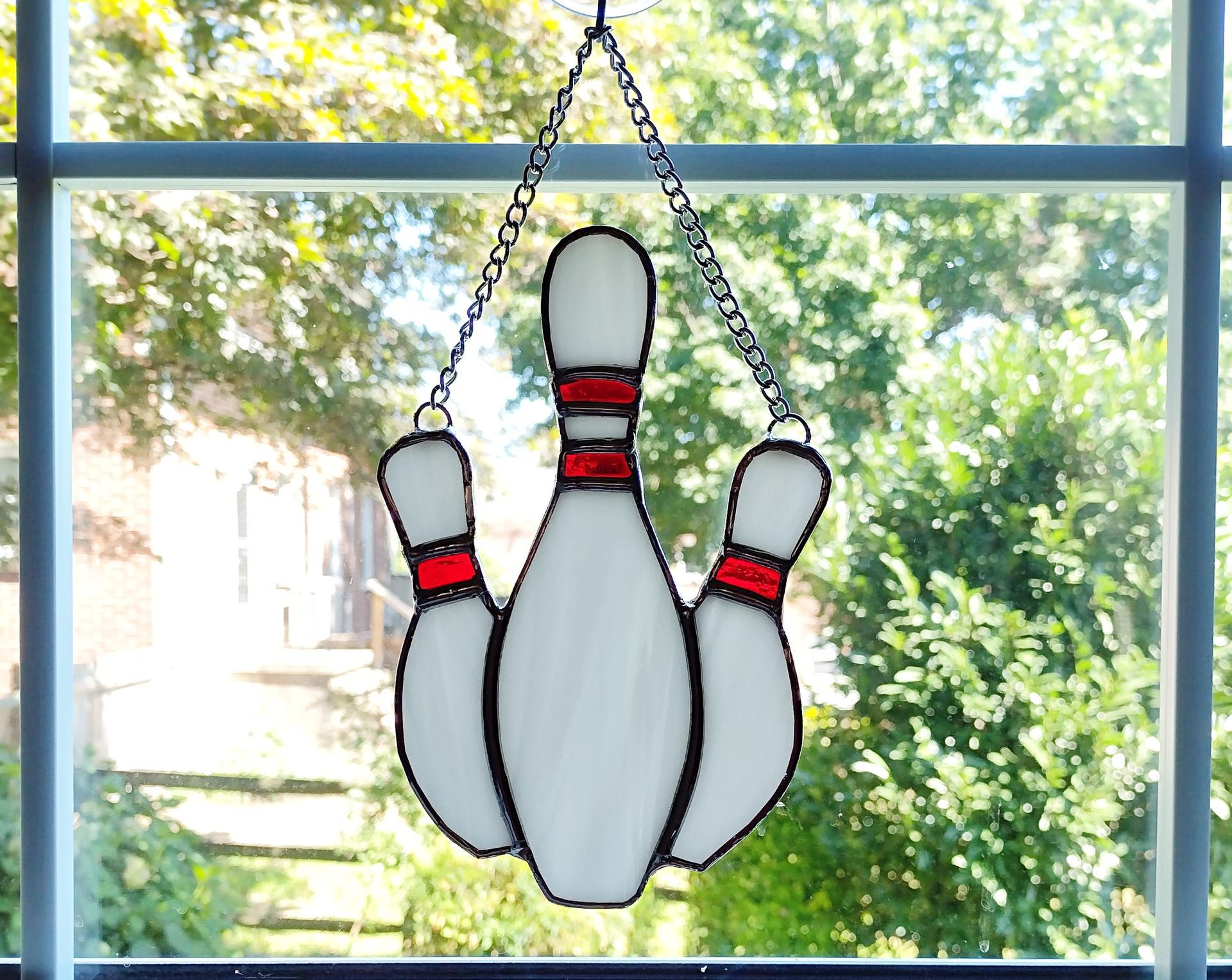 Bowling Pins Stained Glass Suncatcher