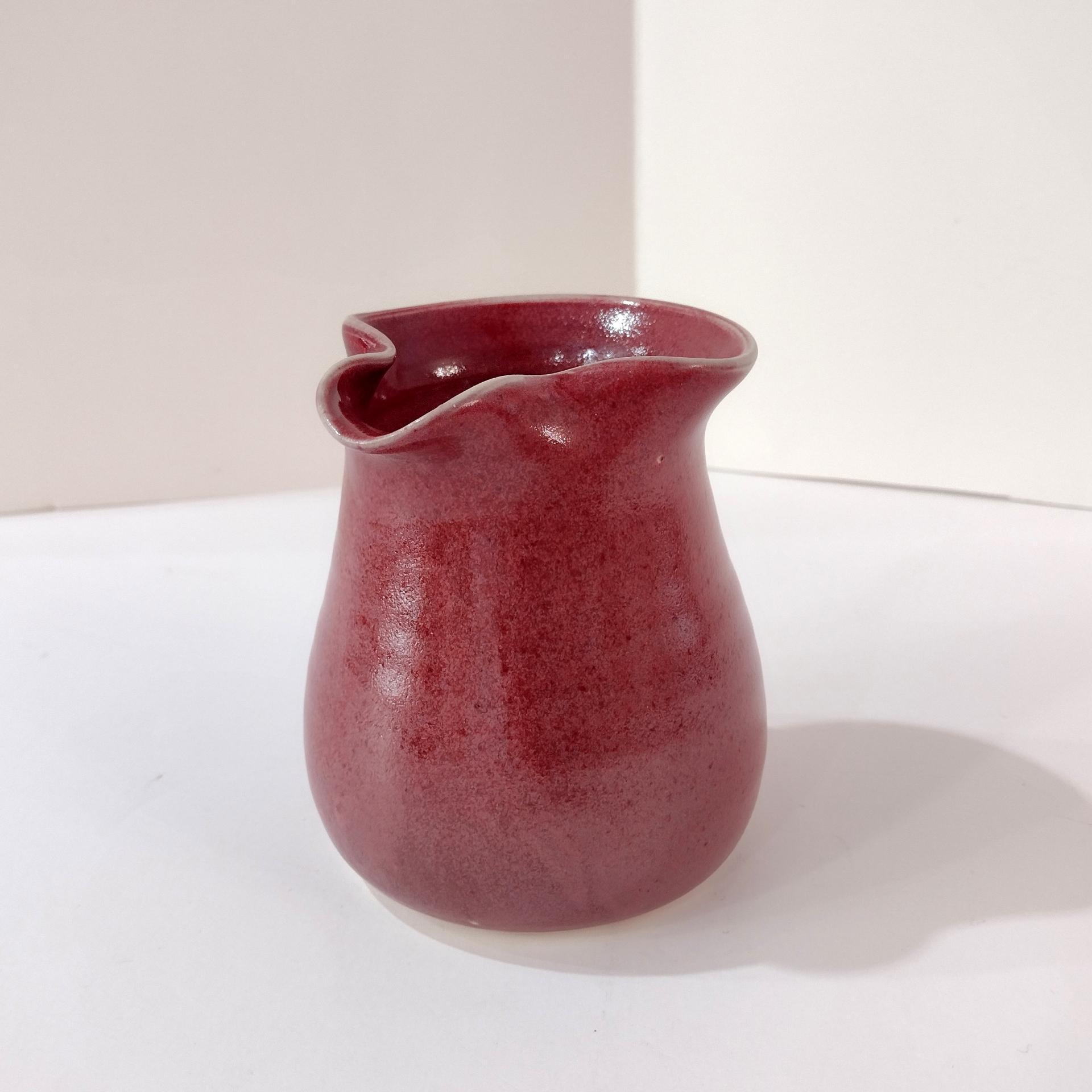 Vintage Mauve Pink Ceramic Pinch Pot Creamer, Small Ceramic Pitcher, Cliff Losee Studio Pottery