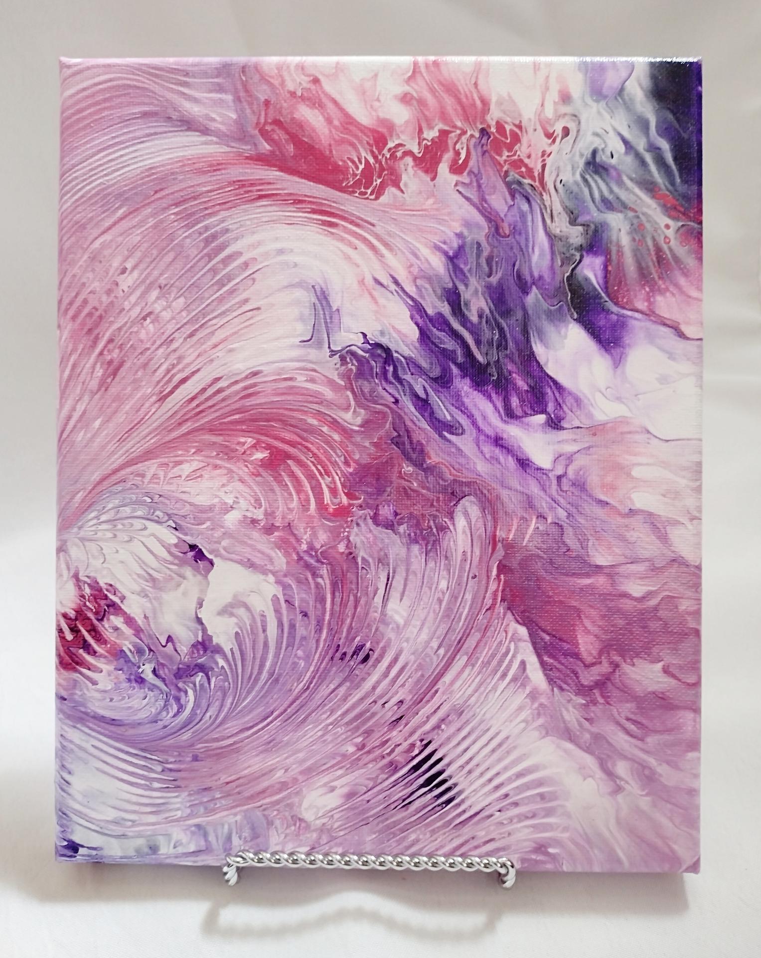 Alcohol Ink Painting, 8 x 10 Matted to 11 x 14, Purple and Blue Abstra