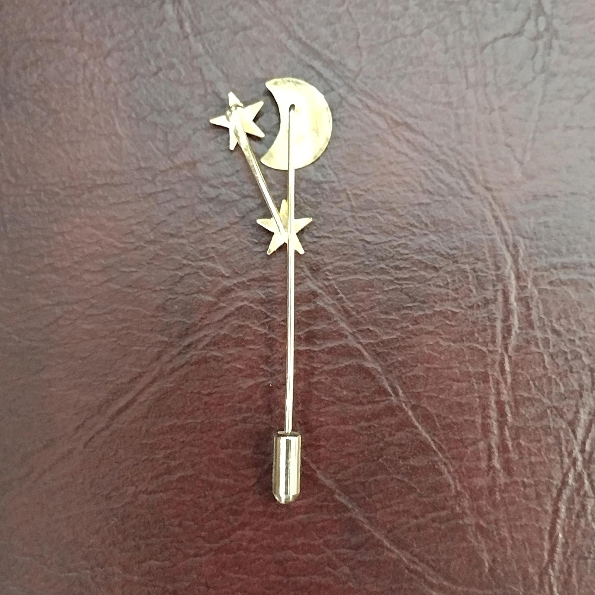 Vintage Stick Pins, Set of 3, Moon and Stars Pin, Iris Flower Pin, Scarf Pin
