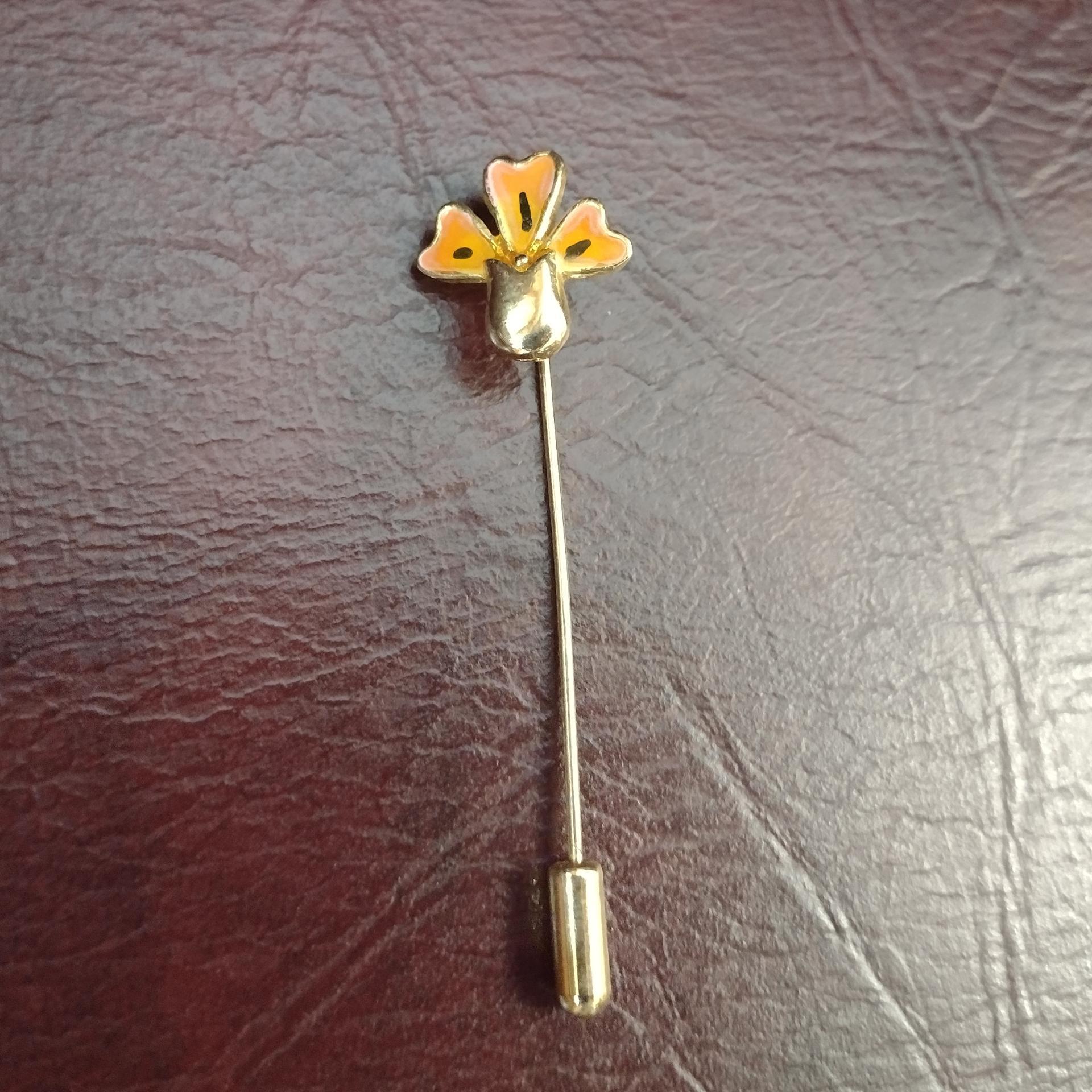 Vintage Stick Pins, Set of 3, Moon and Stars Pin, Iris Flower Pin, Scarf Pin