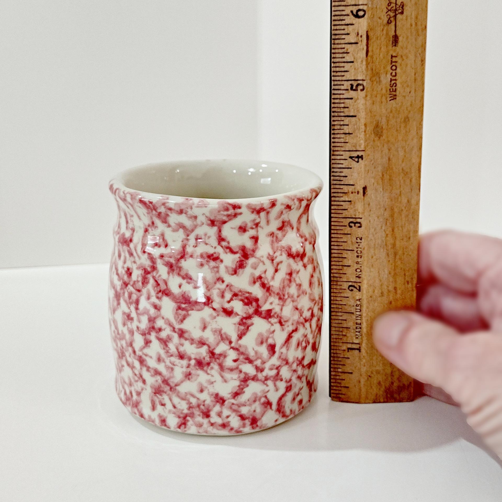 Vintage Pink Spongeware Ceramic Coffee Tea Mug, Workshops of Gerald E Henn Pottery, Roseville Spongeware Pottery