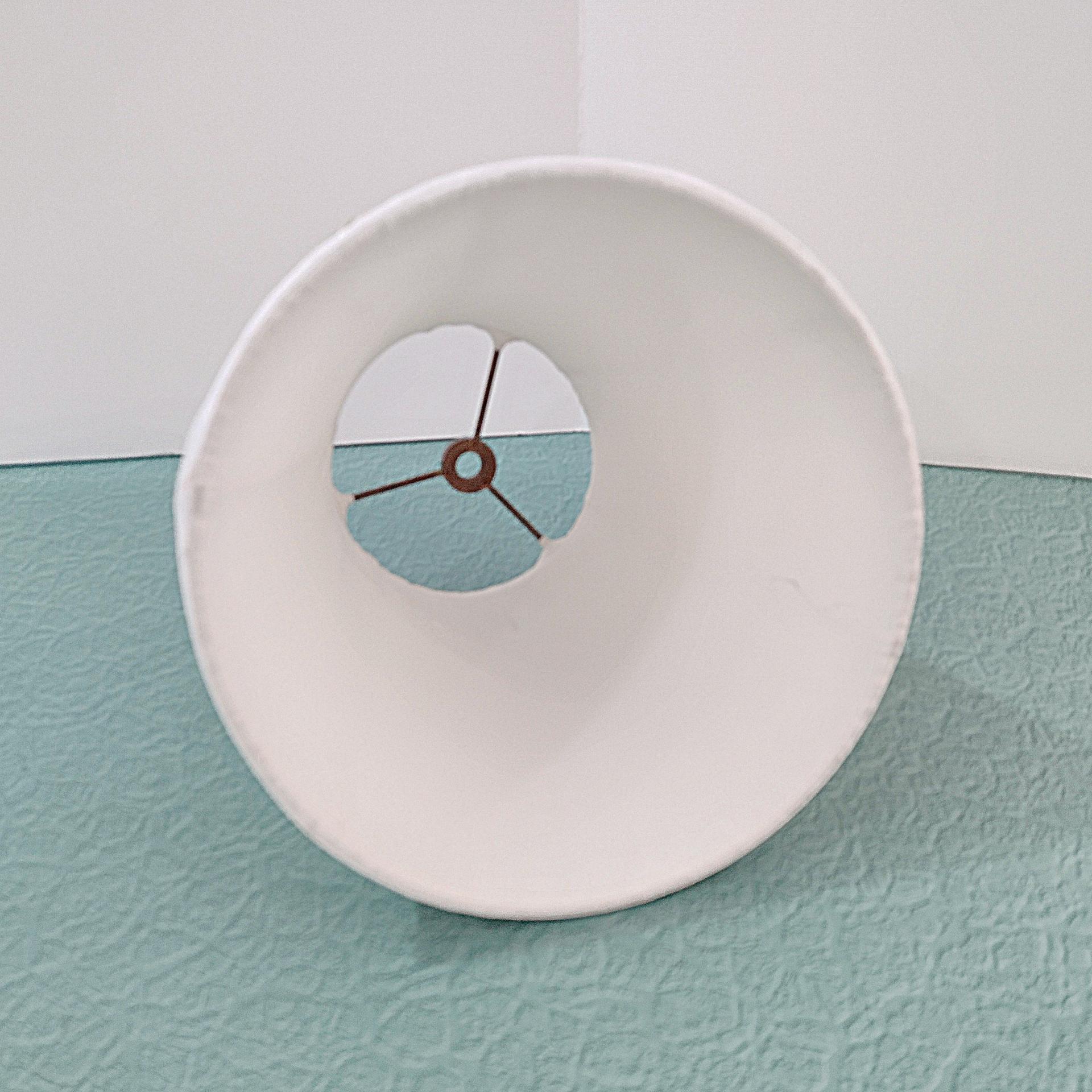 Vintage White Pleated Lampshade with Brown and Gold Braid Accents, Medium Sized Neutral Bell Lampshade