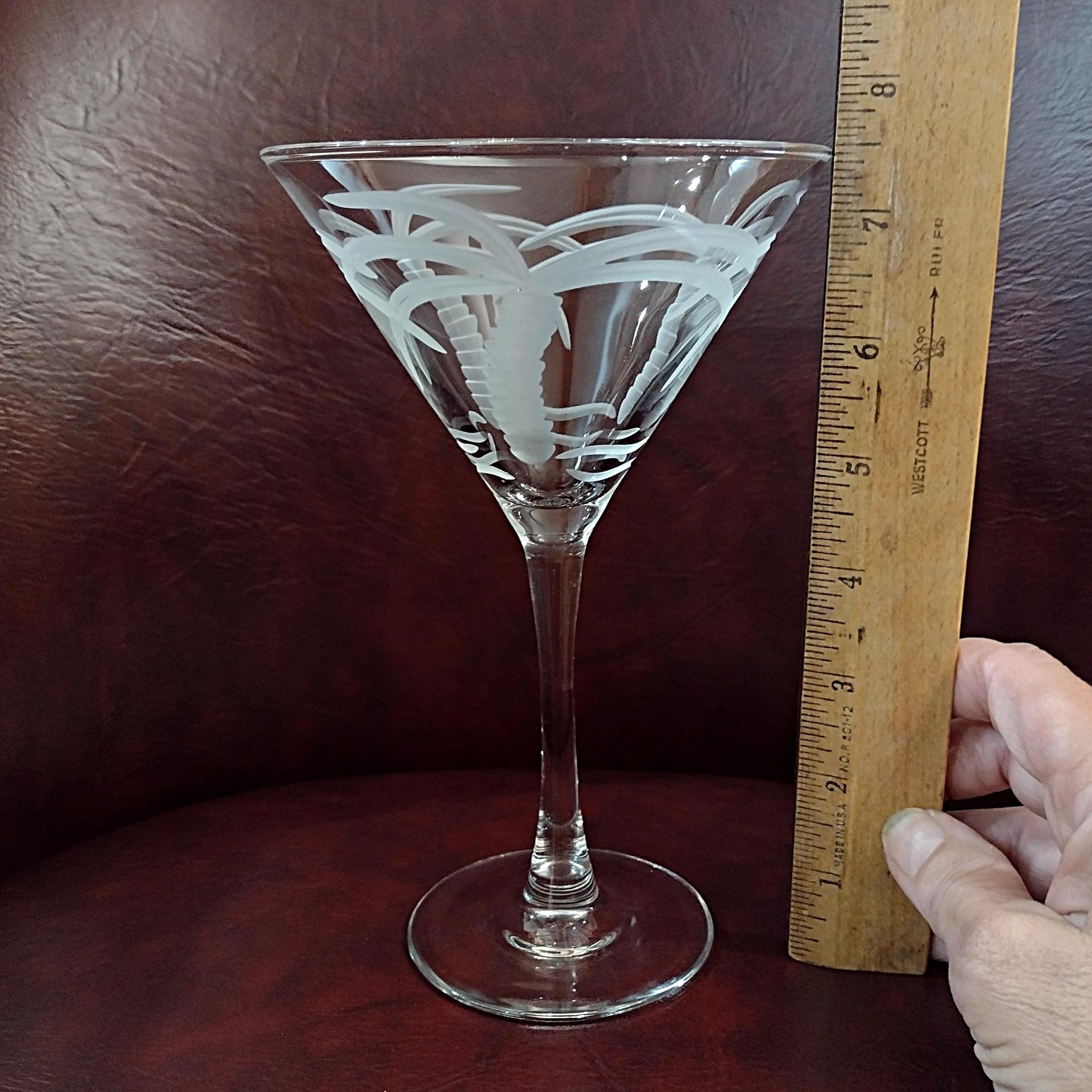 Rolf Glass Palm Tree Martini Cocktail Glasses, Set of Two