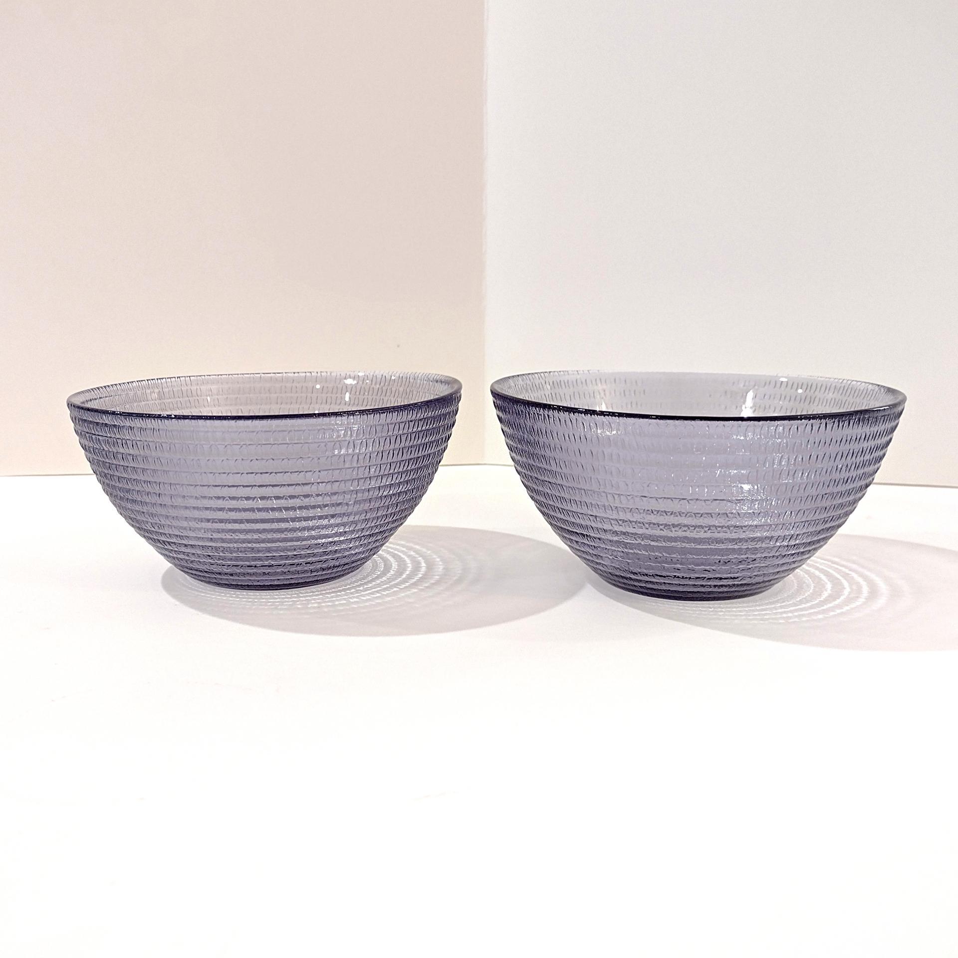 Vintage Purple Textured Glass Bowl, Deep Noodle Bowl
