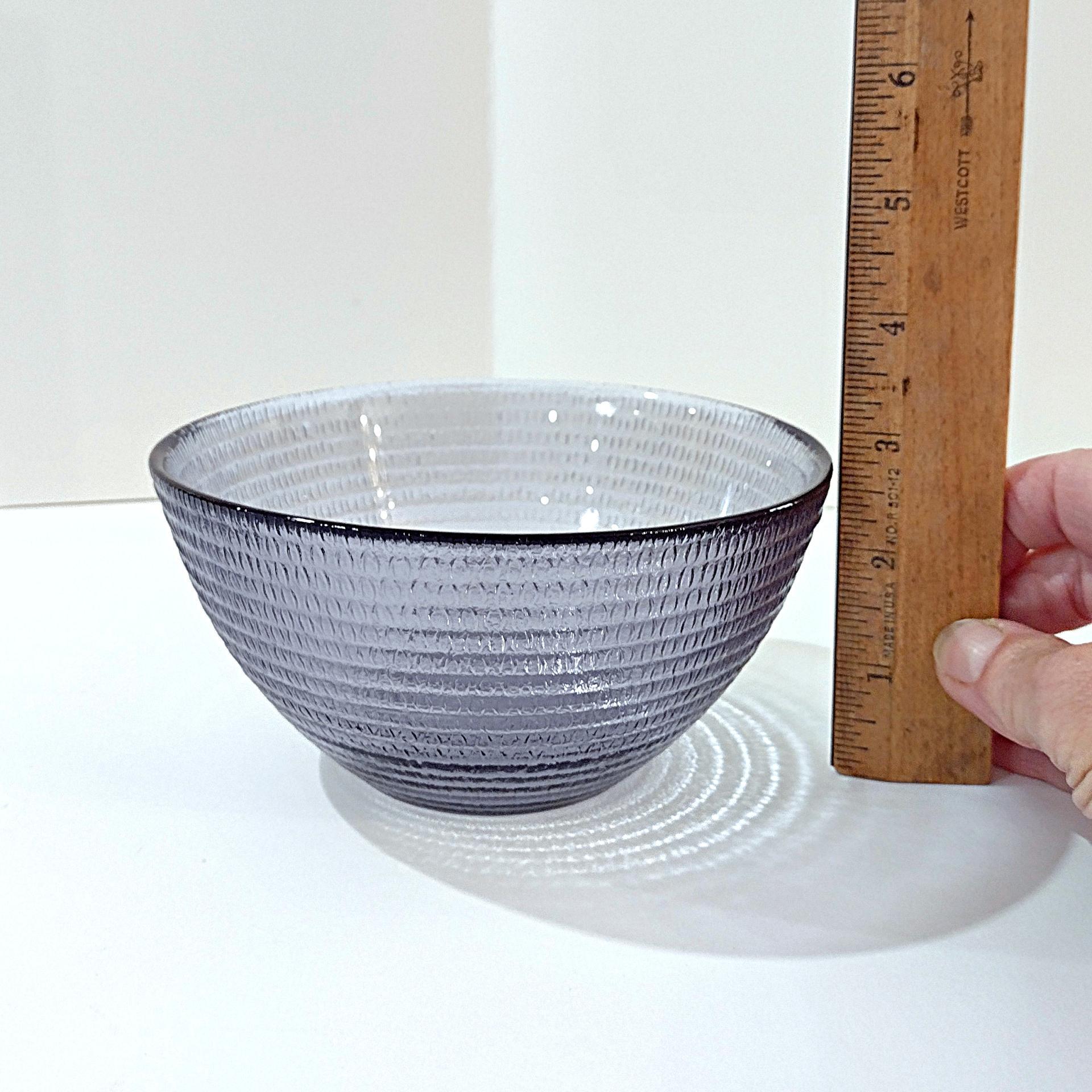 Vintage Purple Textured Glass Bowl, Deep Noodle Bowl