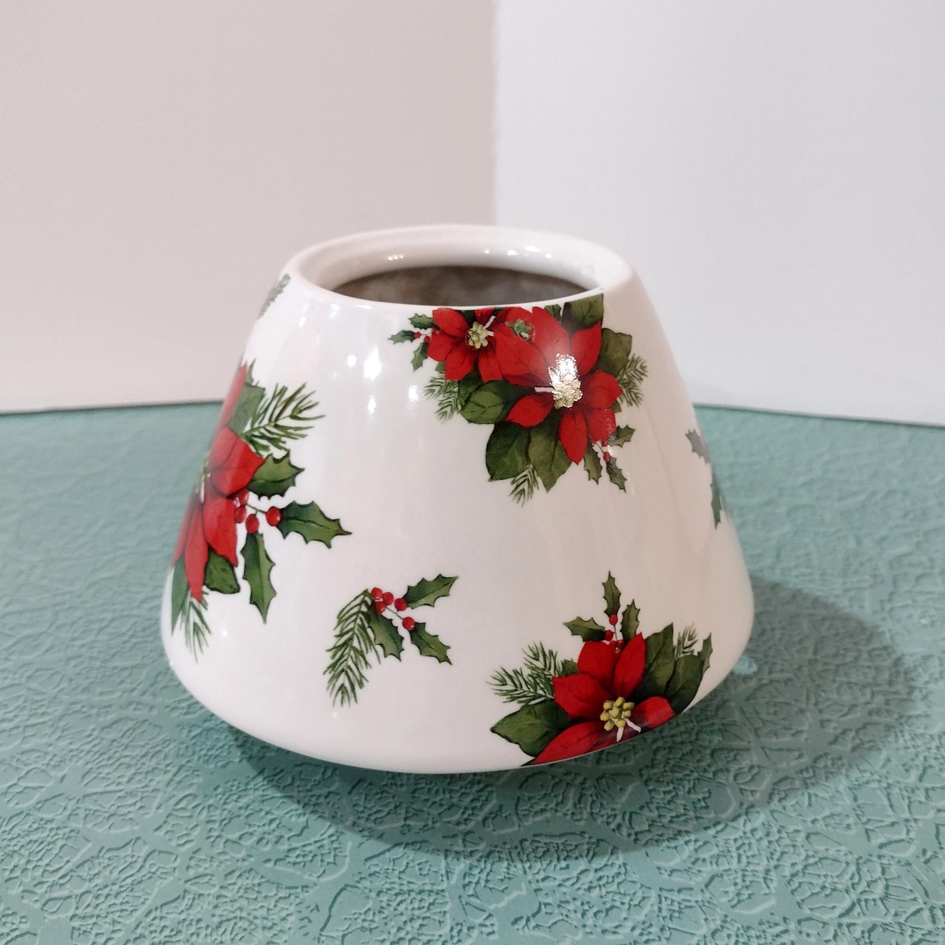 Christmas Poinsettia Flowers Jar Candle Shade Topper, Holiday Yankee Candle Jar Topper