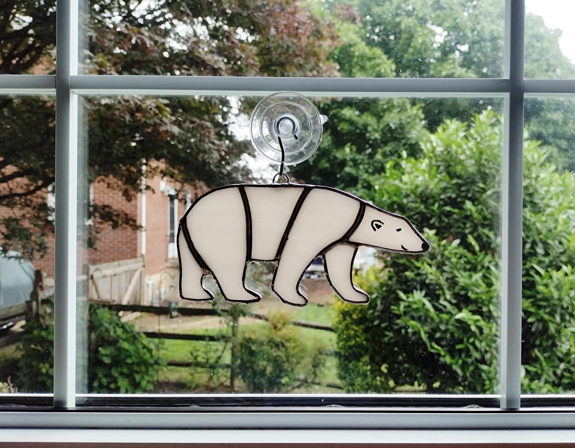 Stained Glass Polar Bear Suncatcher / Tree Ornament