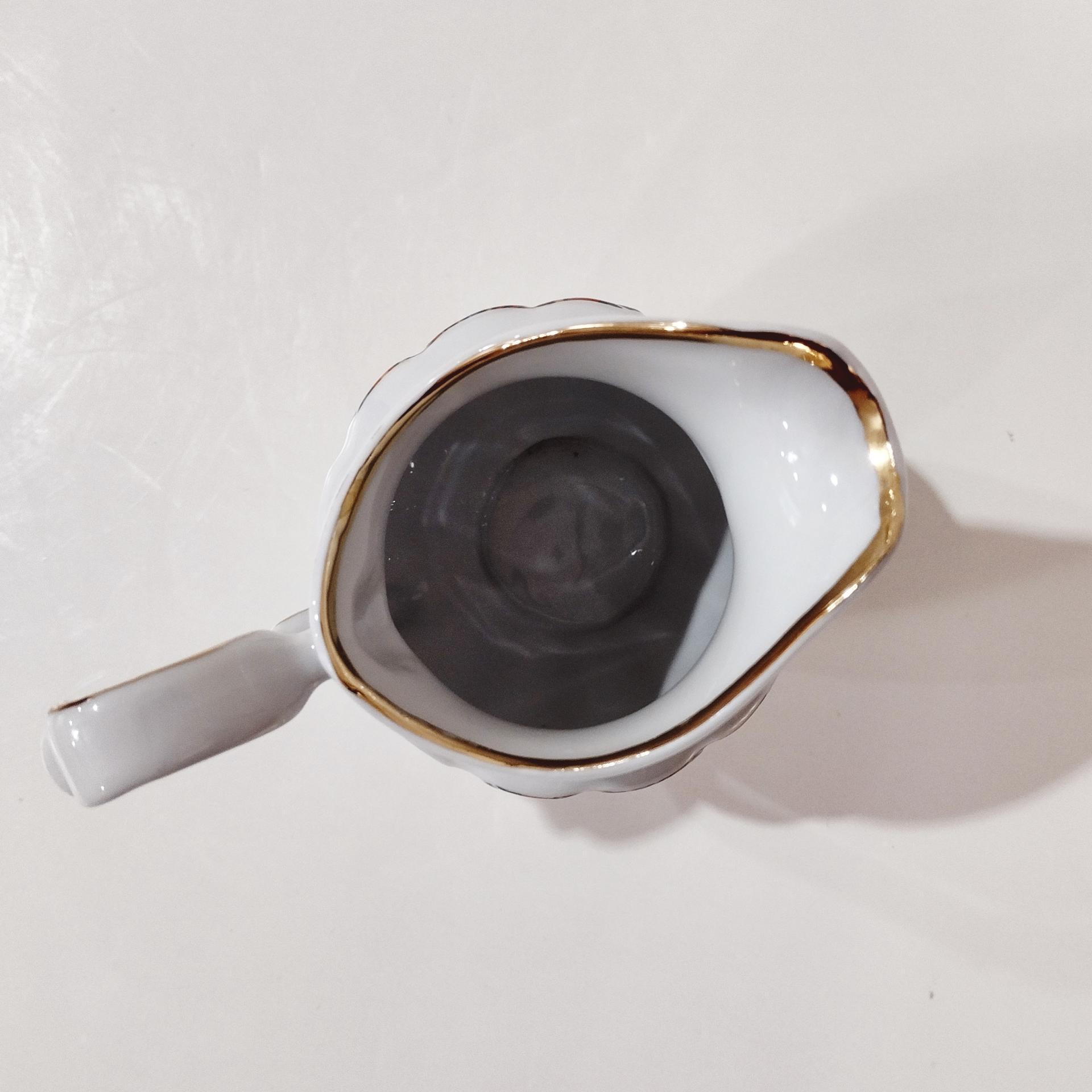 Vintage Walbrzych Poland Ceramic Creamer, Red and Black Geometric Design Sauce Pitcher