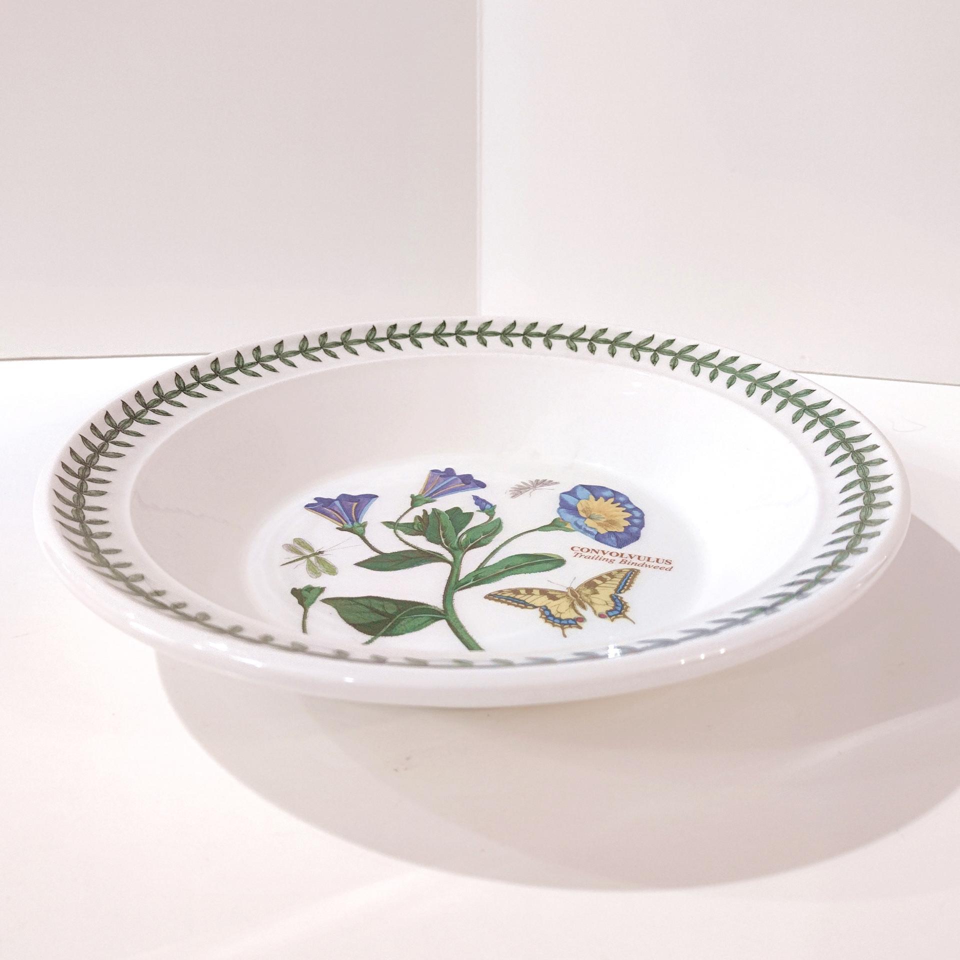 Vintage Portmeirion Botanic Garden Trailing Bindweed Soup Bowl, Butterfly Floral Serving Bowl