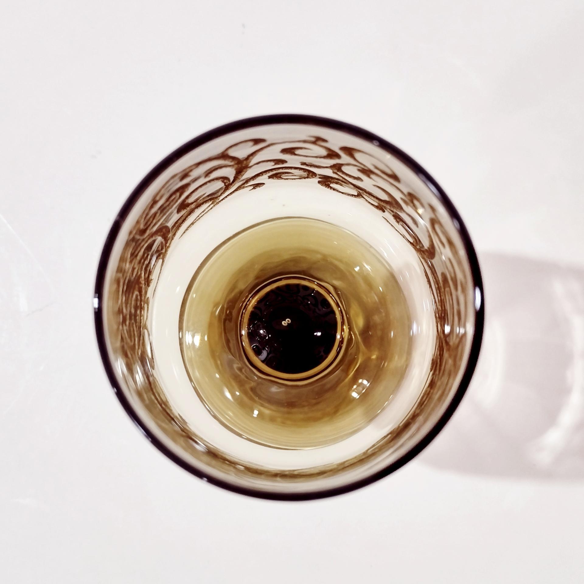 Vintage Libbey Prado Tawny Brown Scroll Wine Glasses, Set of Four