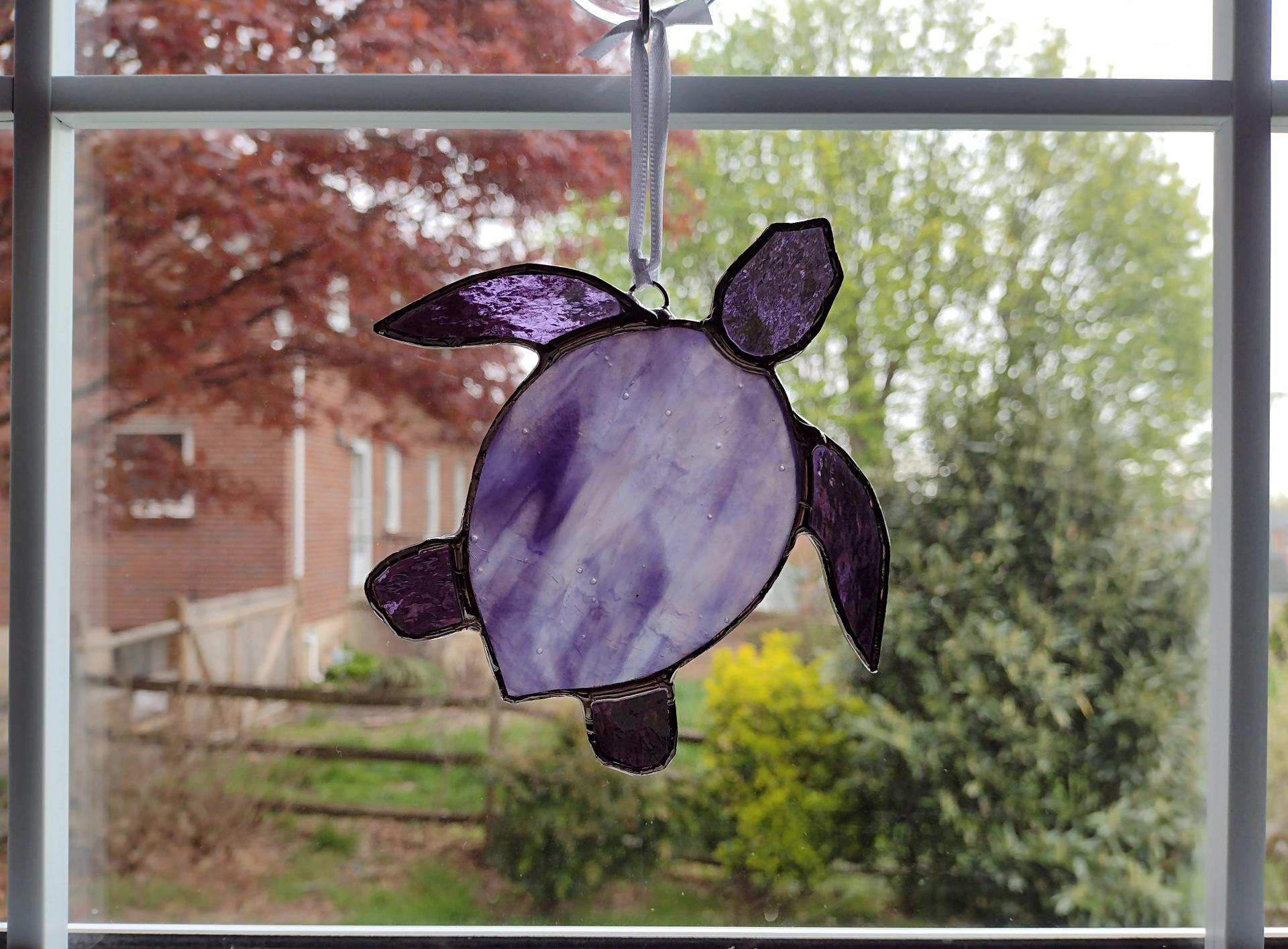 Stained Glass Sea Turtle Suncatcher, Purple Youghiogheny