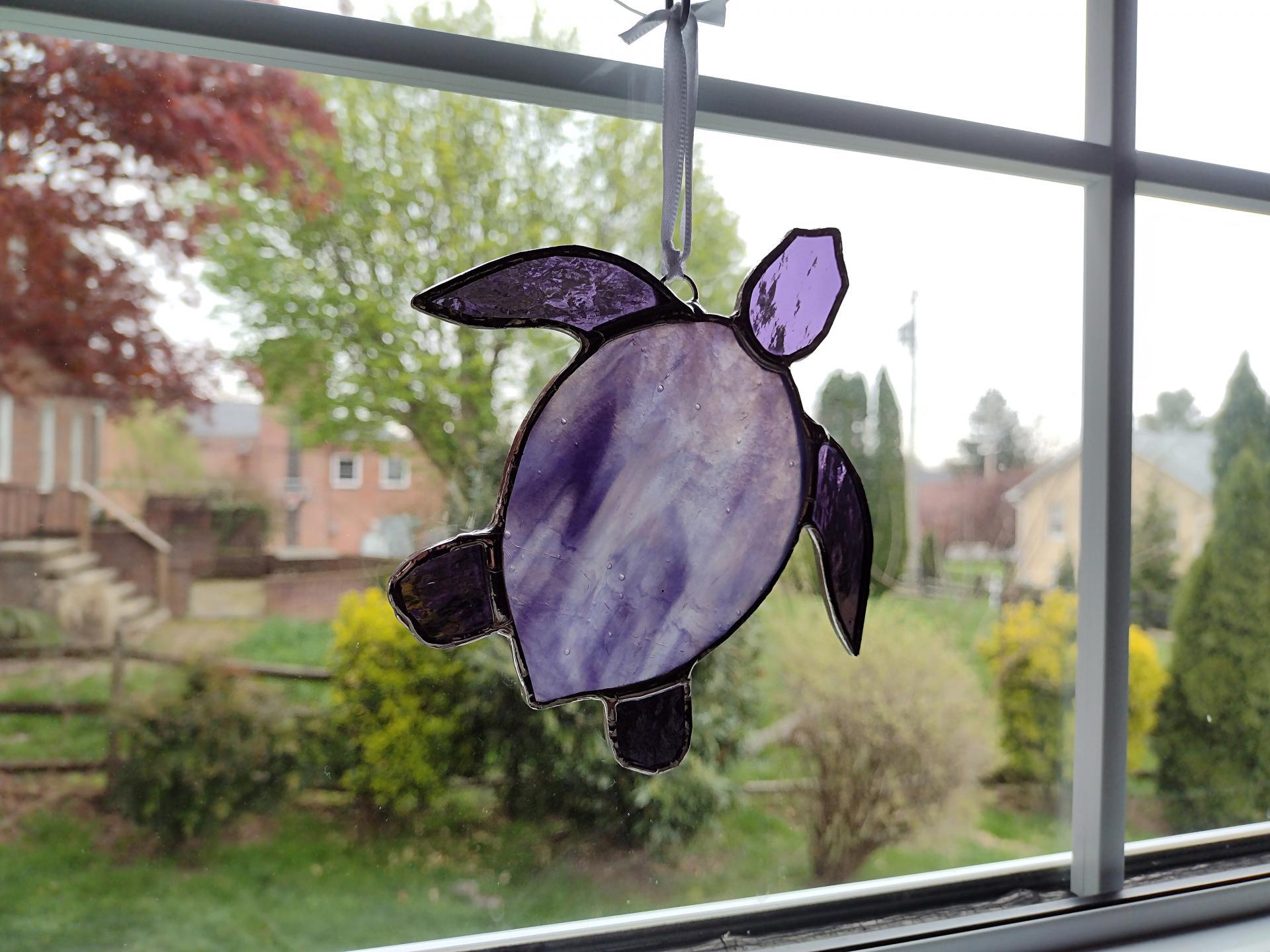Stained Glass Sea Turtle Suncatcher, Purple Youghiogheny