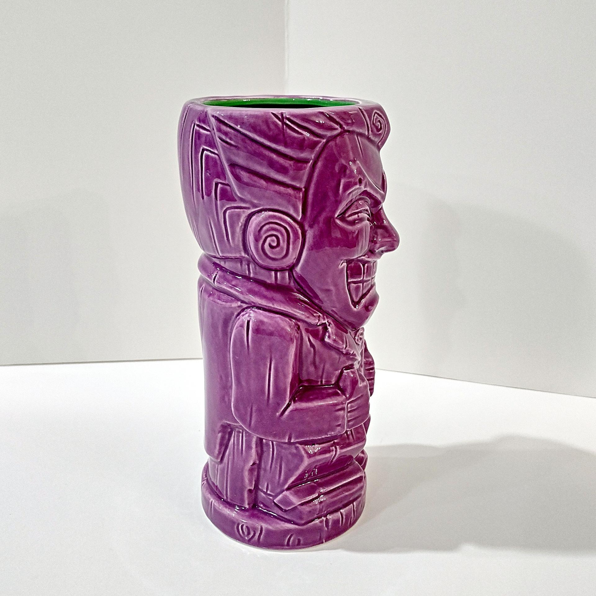 Vintage Joker Geeki Tiki Purple Ceramic Figurative Cup Mug, Batman Collectible