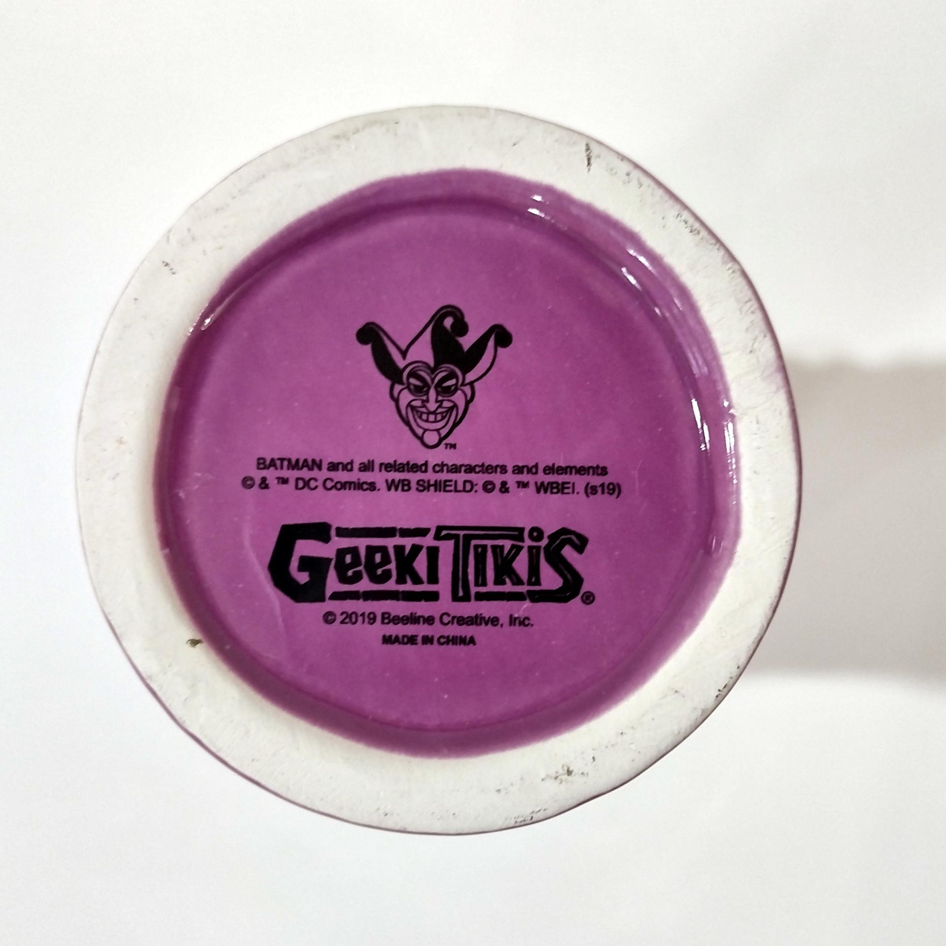 Vintage Joker Geeki Tiki Purple Ceramic Figurative Cup Mug, Batman Collectible