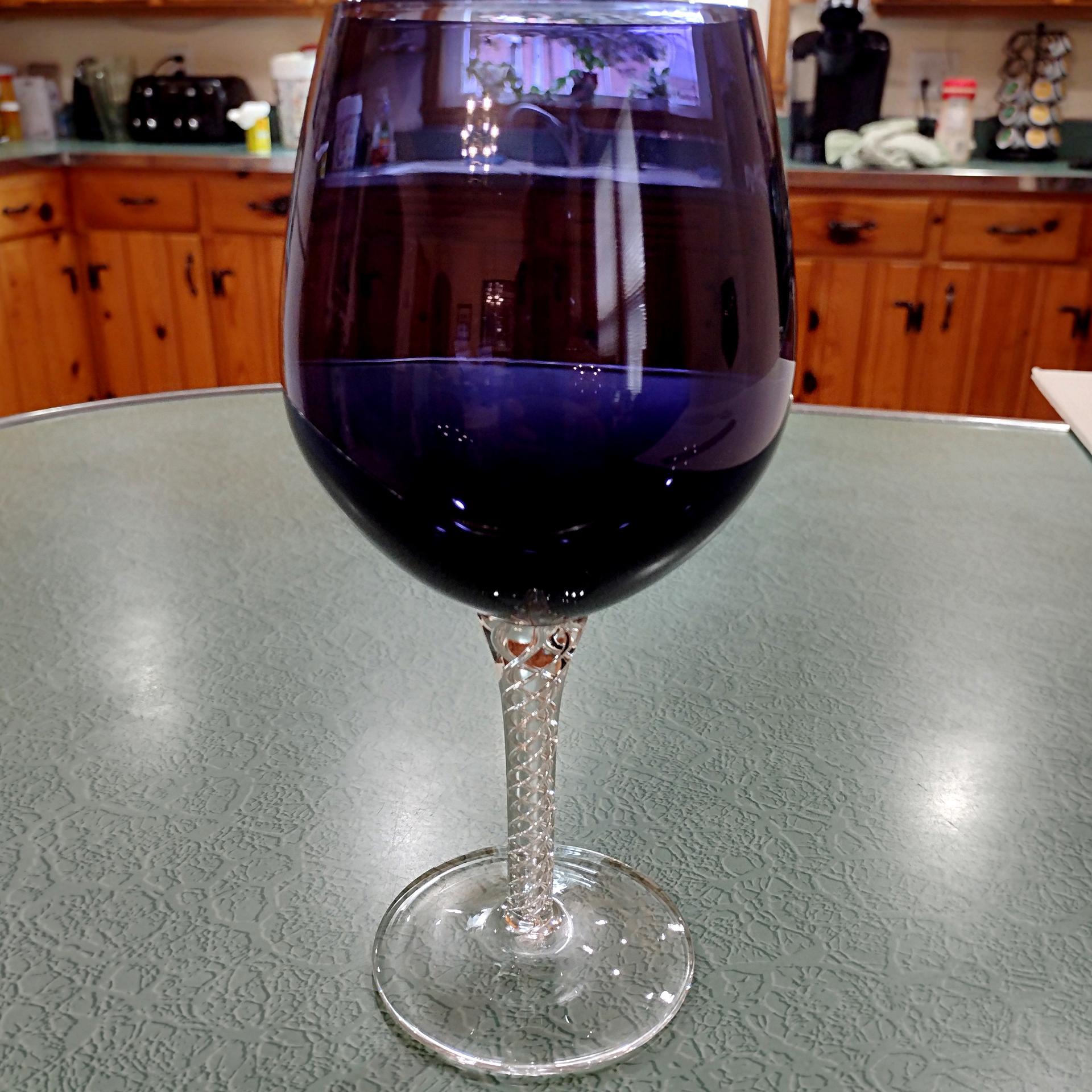 Vintage Purple Balloon Wine Glasses,  Artland Braid Plum Blown Glass Wine / Water Goblets, Set of Two