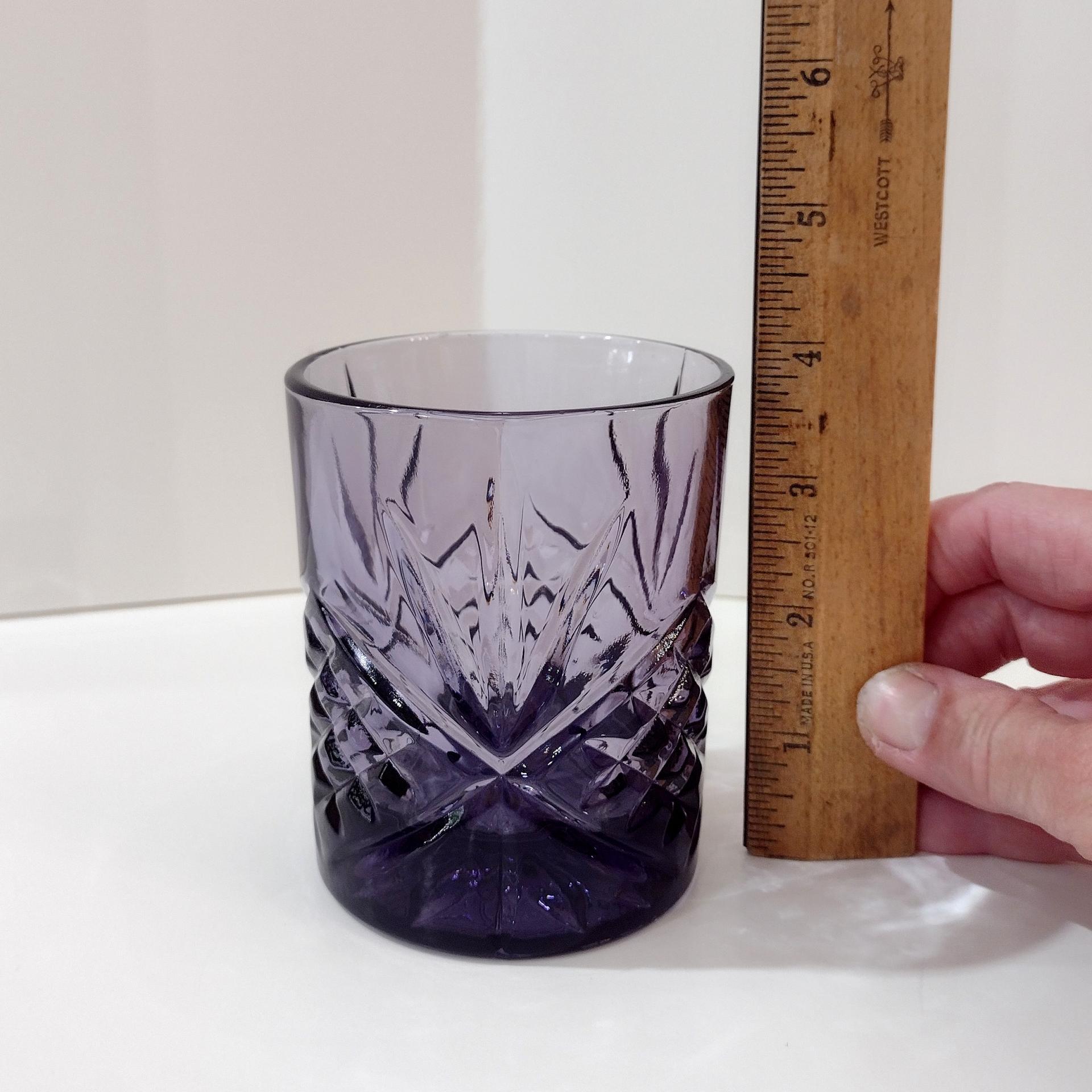 Godinger Dublin Amethyst Purple Lowball Whiskey Rocks Glasses, Set of Two