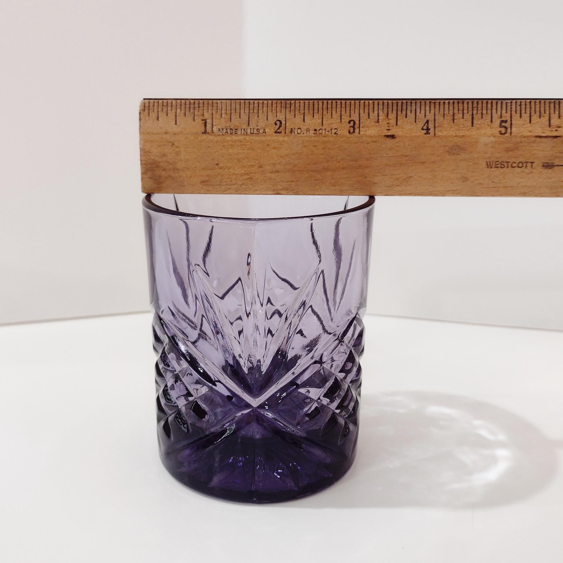Godinger Dublin Amethyst Purple Lowball Whiskey Rocks Glasses, Set of Two