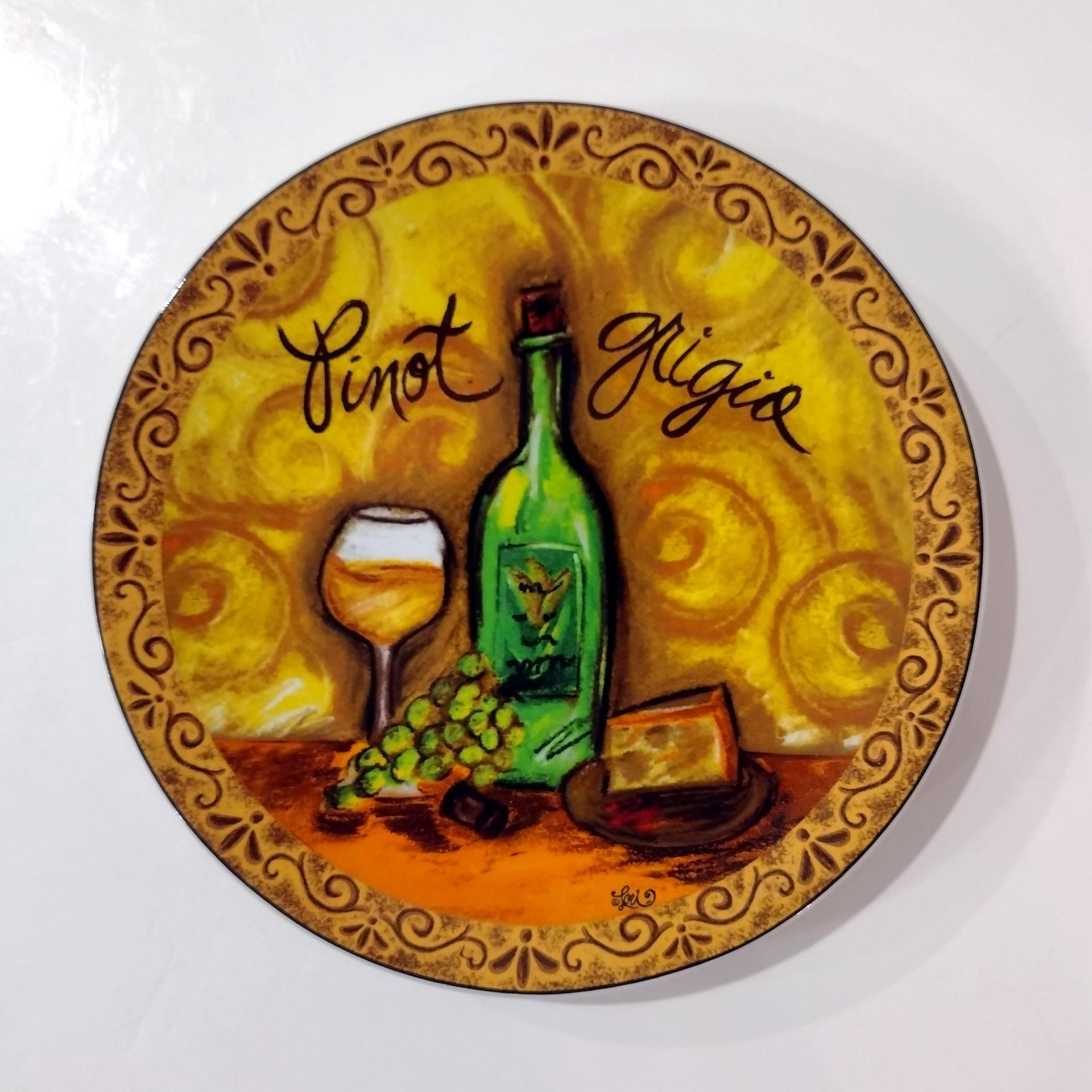 Vintage Pfaltzgraff Wine Tasting Bread and Butter Plates, Set of Four, Old World Style Wine and Cheese Plates