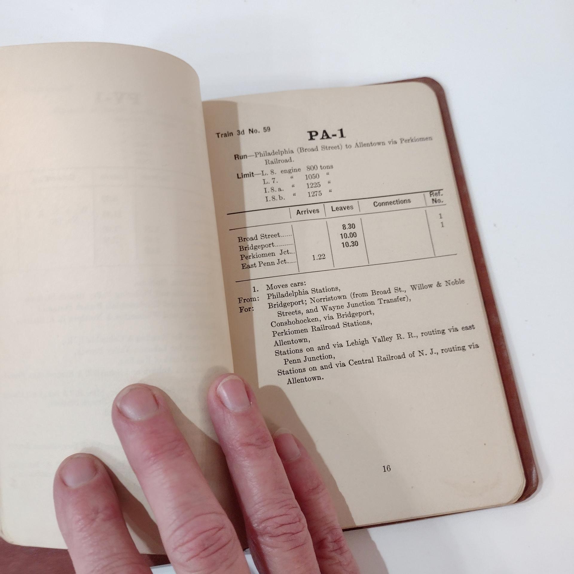 Antique Vintage Philadelphia and Reading Railway Co Freight Train Symbol Book #18, Effective December 4, 1921