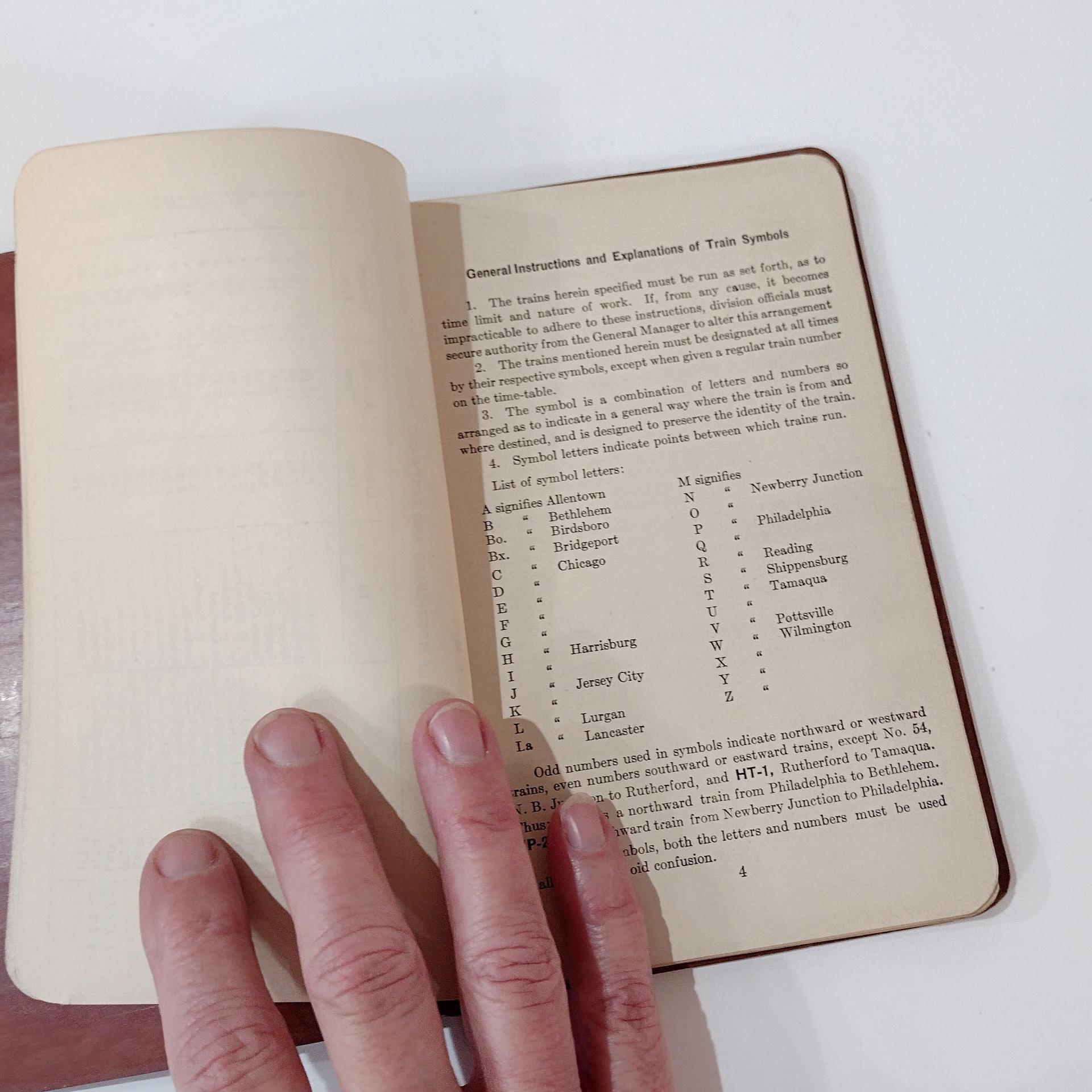 Antique Vintage Philadelphia and Reading Railway Co Freight Train Symbol Book #18, Effective December 4, 1921