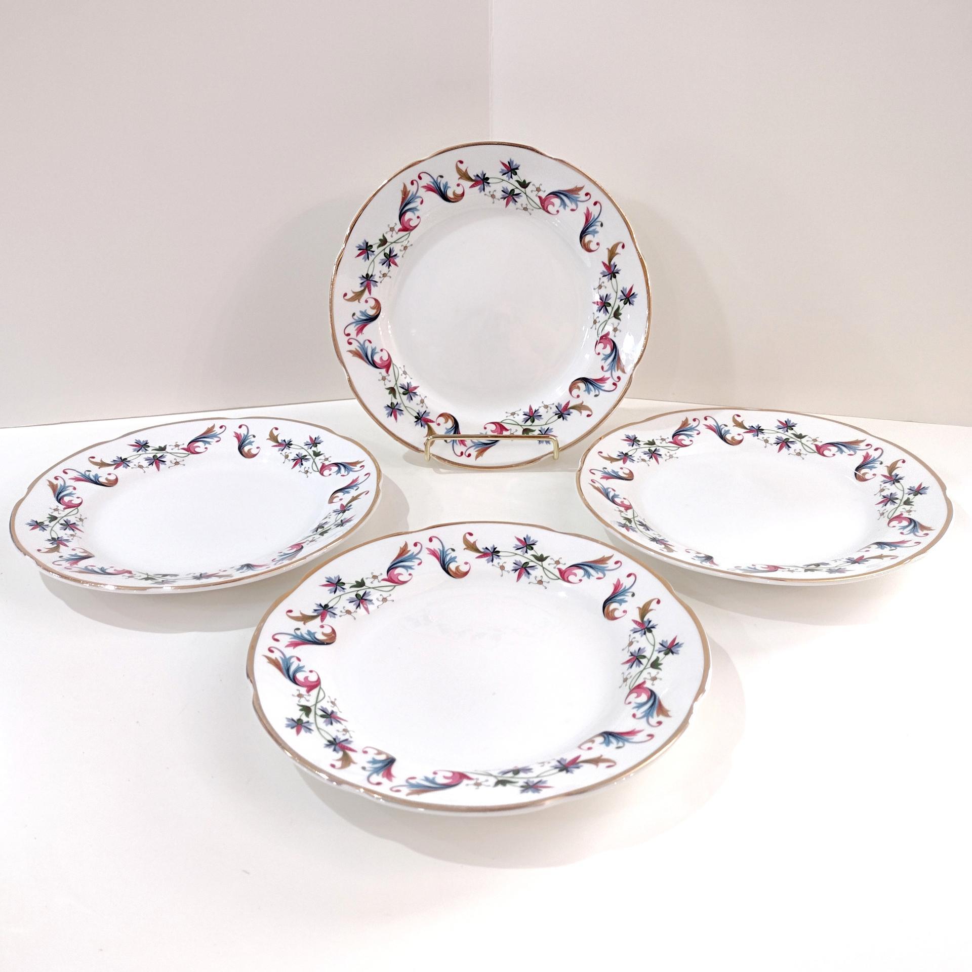 Vintage Royal Tara Raphoe Salad Plates, Set of Four, Irish Bone China