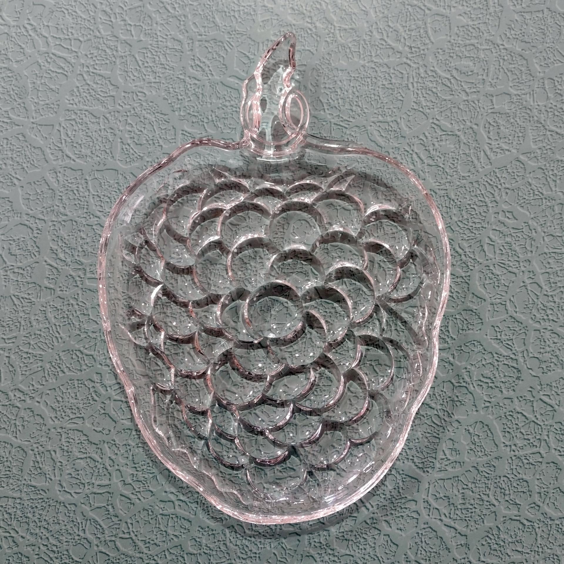 Vintage Clear Bubble Glass Raspberry / Strawberry Shaped Luncheon Appetizer Salad Dessert Snack Plates, Set of Two, Multiple Sets Available