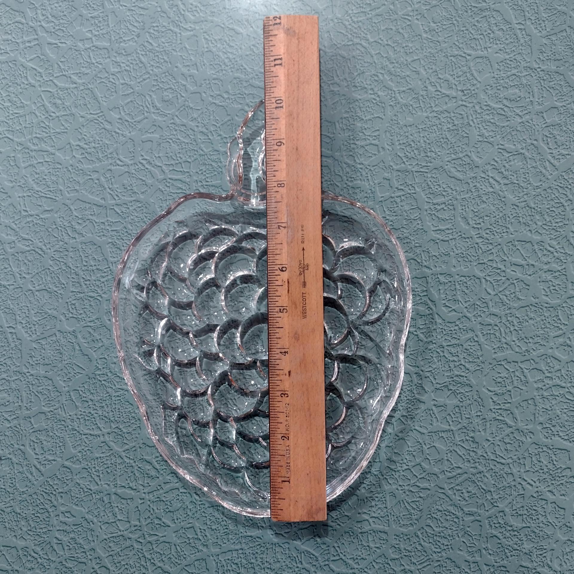 Vintage Clear Bubble Glass Raspberry / Strawberry Shaped Luncheon Appetizer Salad Dessert Snack Plates, Set of Two, Multiple Sets Available