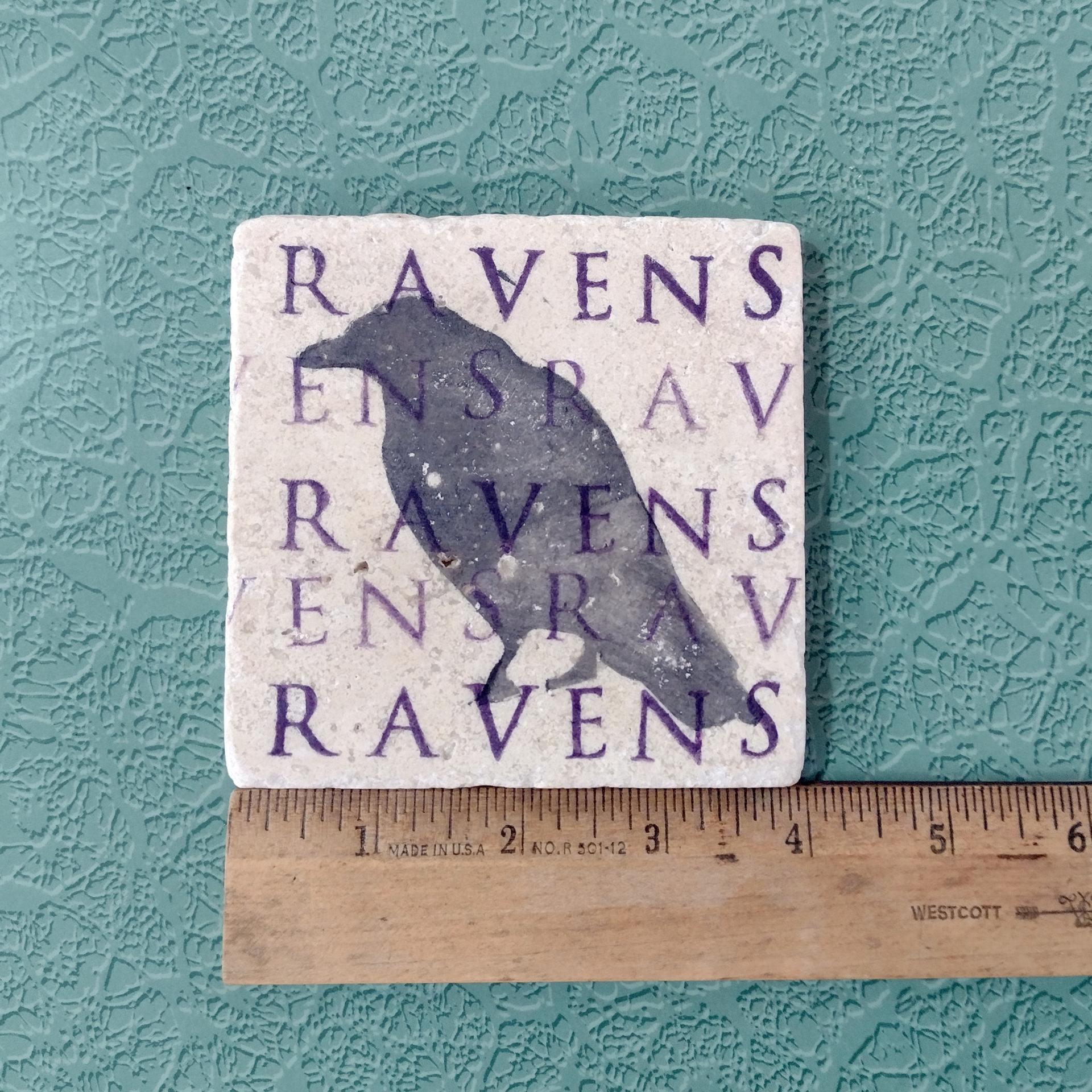 Vintage Baltimore Ravens Stone and Cork Coasters, Set of Four