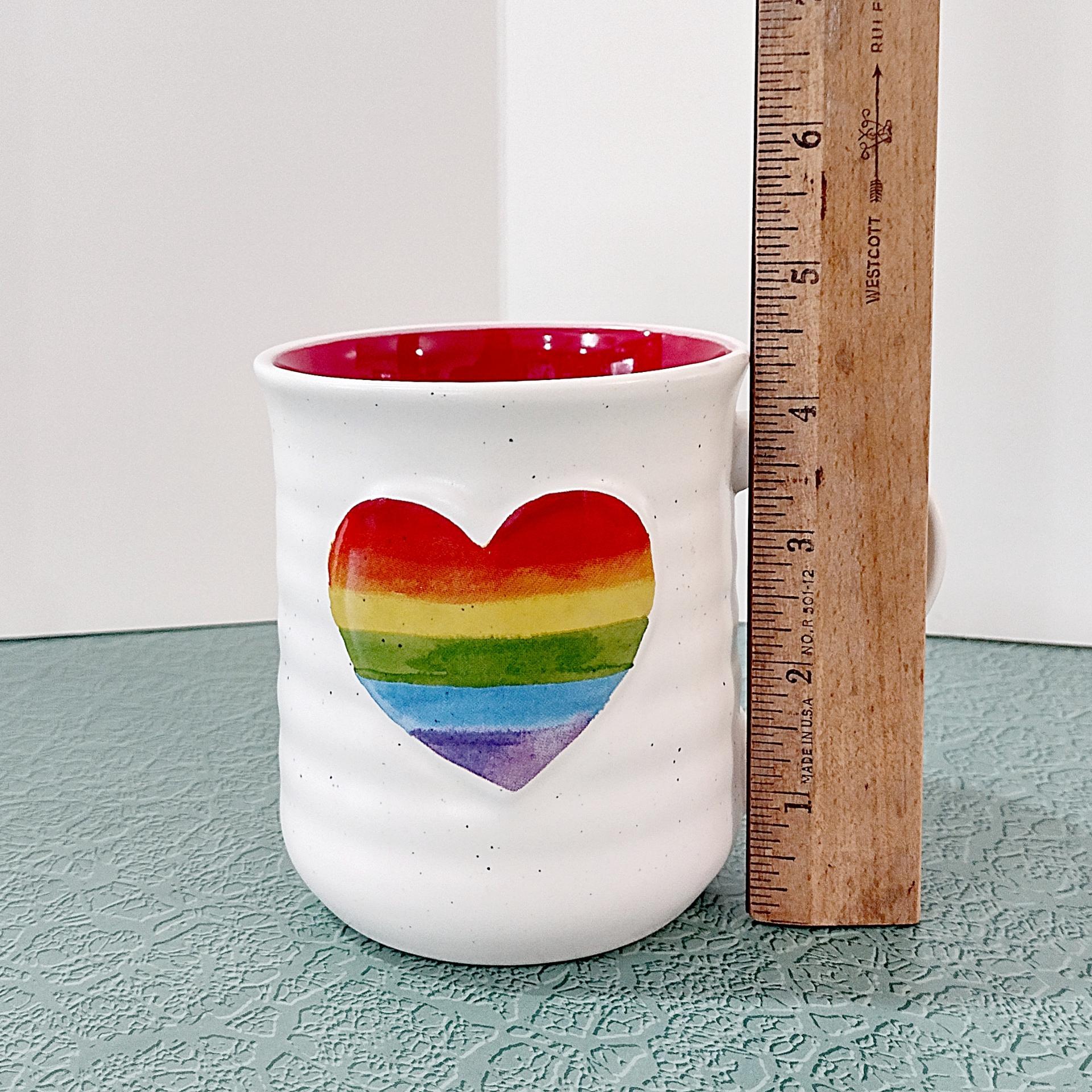 Vintage Sheffield Home Rainbow Heart Ceramic Mug, Oversized 18 Ounce Coffee Mug