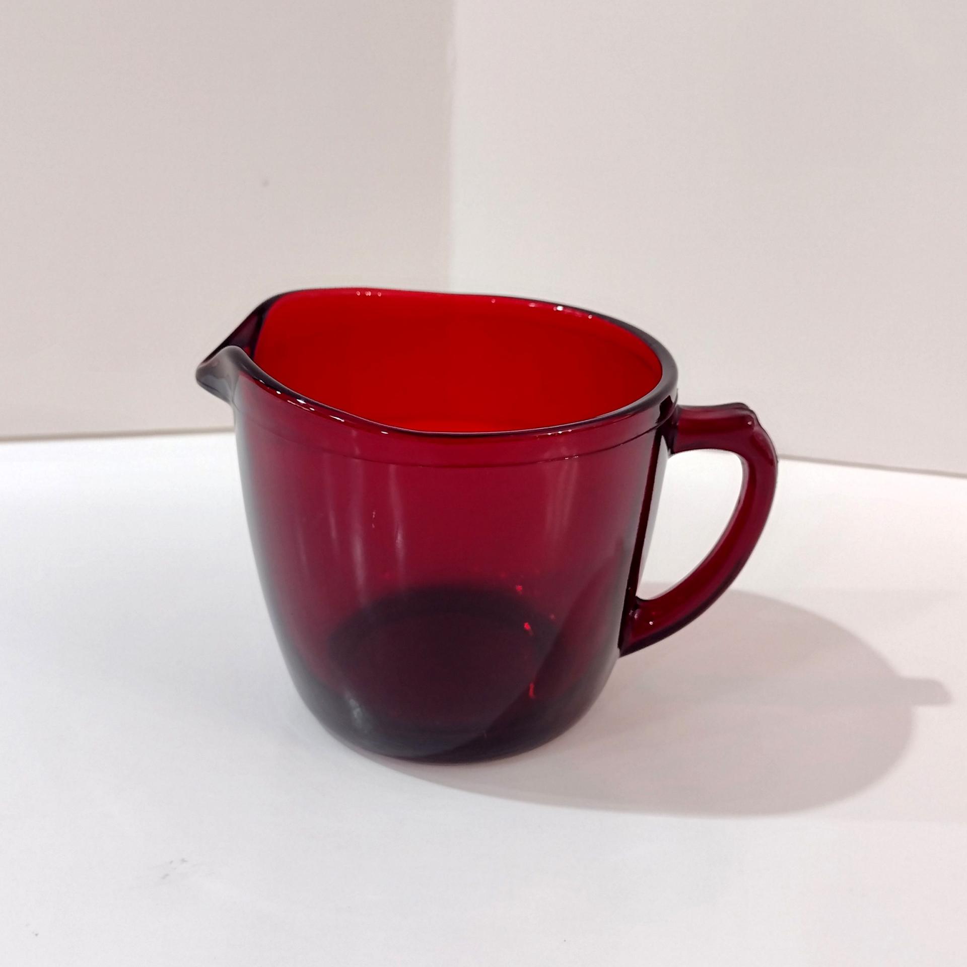 Vintage Ruby Red Glass Creamer Pitcher