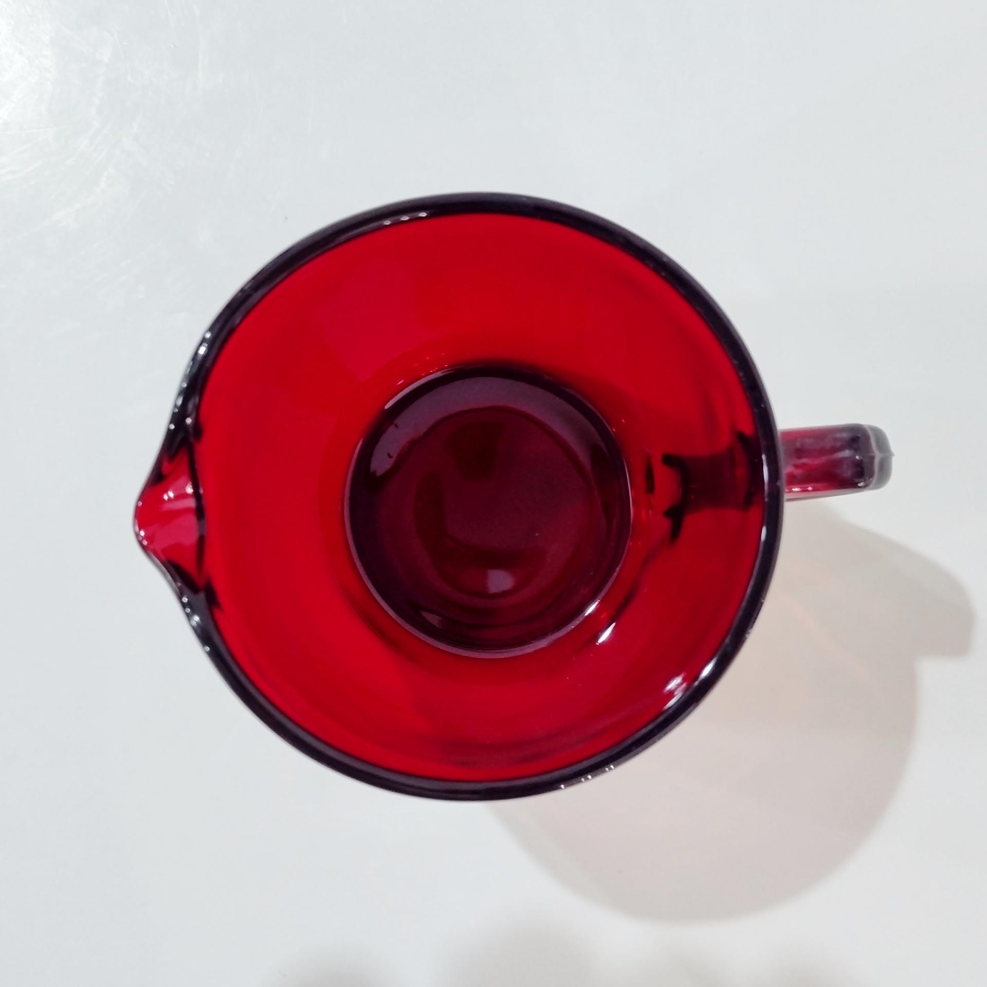 Vintage Ruby Red Glass Creamer Pitcher