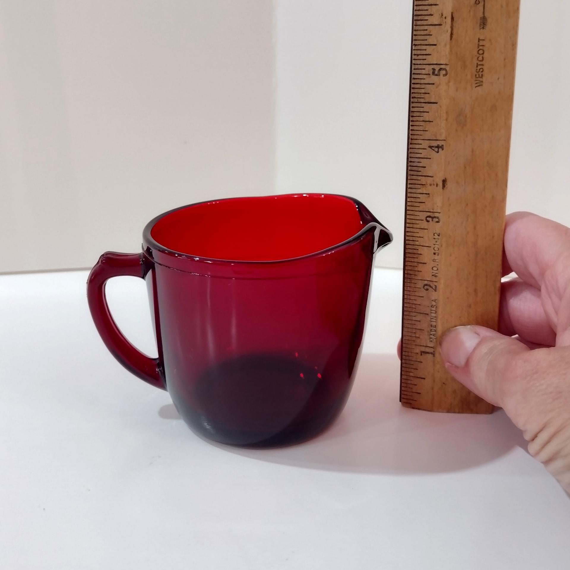 Vintage Ruby Red Glass Creamer Pitcher