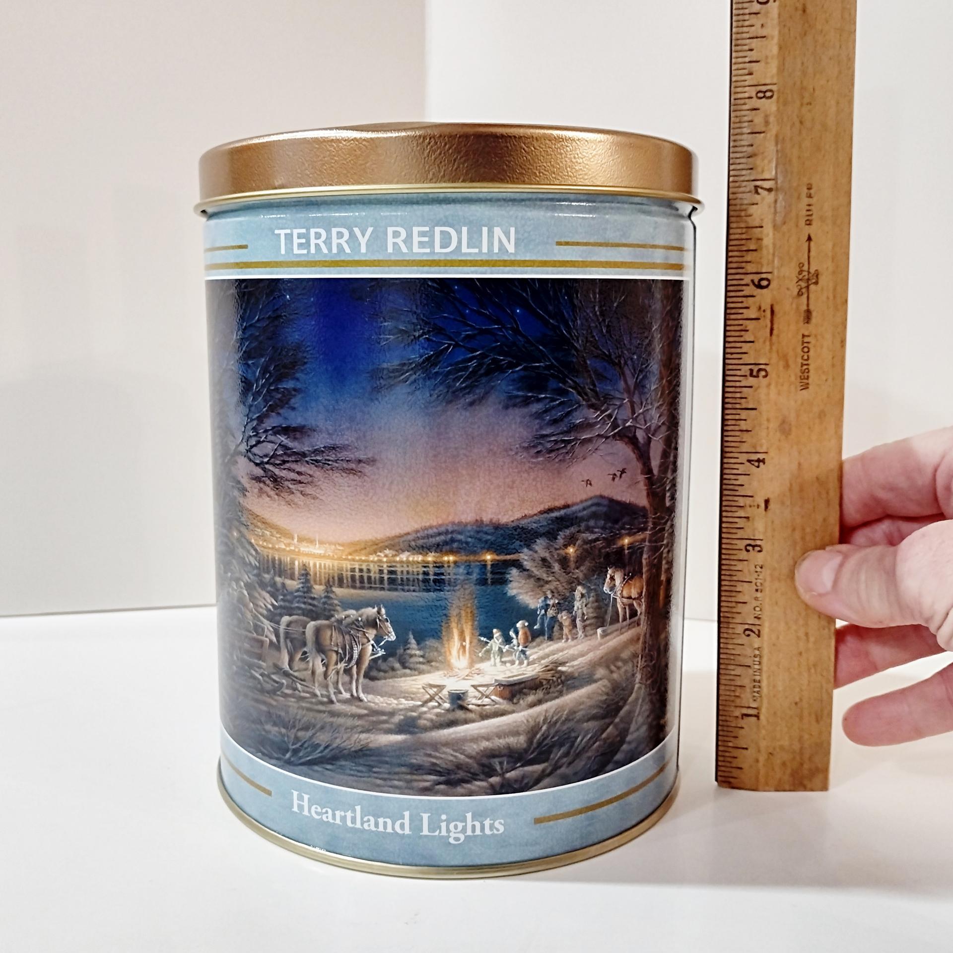 Vintage Terry Redlin Heartland Lights Cylindrical Tin Storage Container