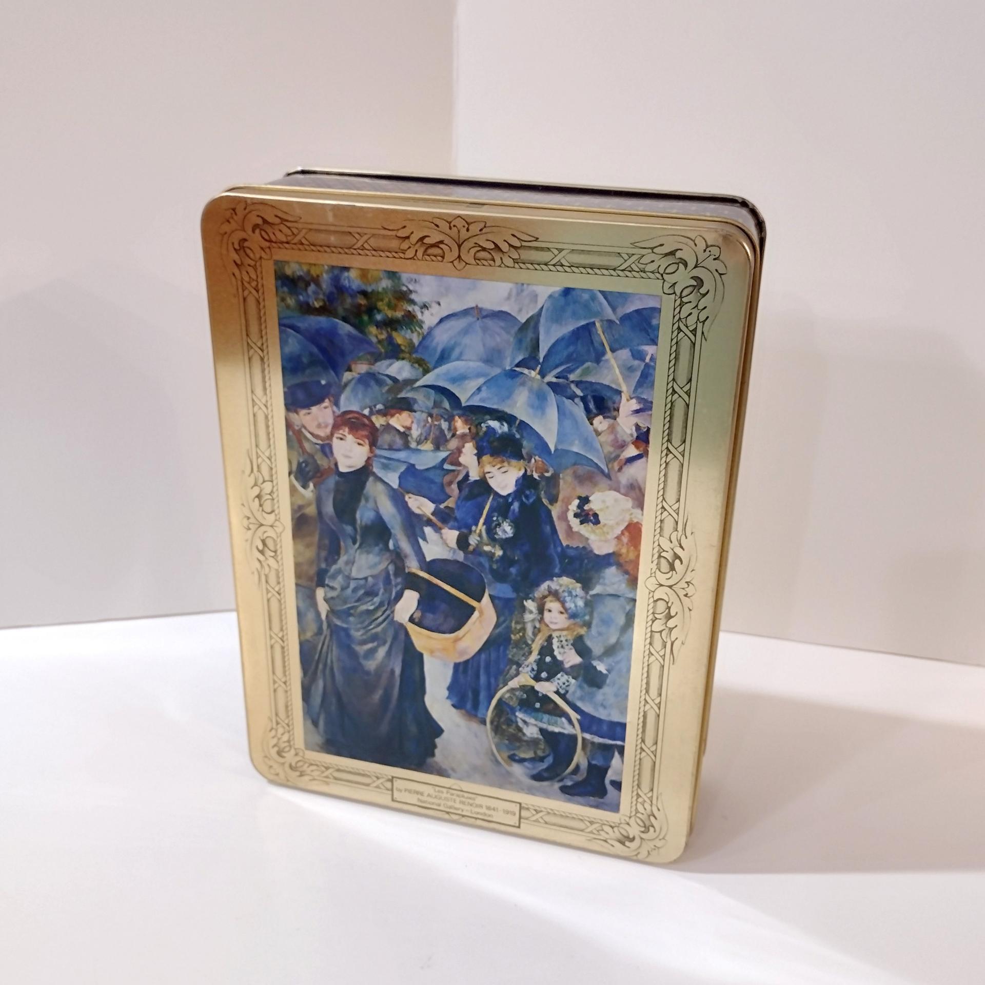 Vintage Renoir The Umbrellas Decorative Storage Tin, Les Parapluies Rectangular Metal Tin Box